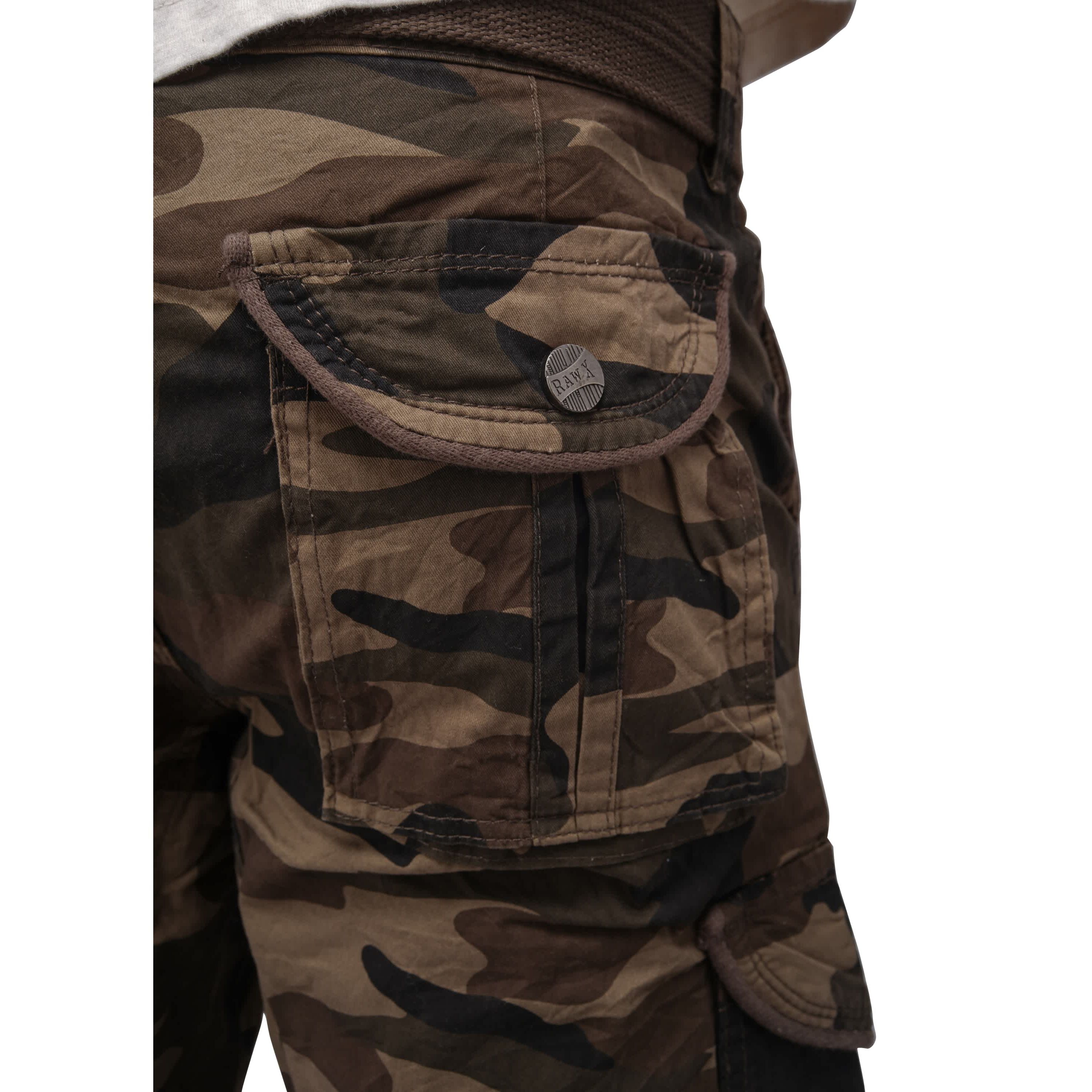 RAW X Mens Belted Relaxed Fit 12.5" Cargo Shorts
