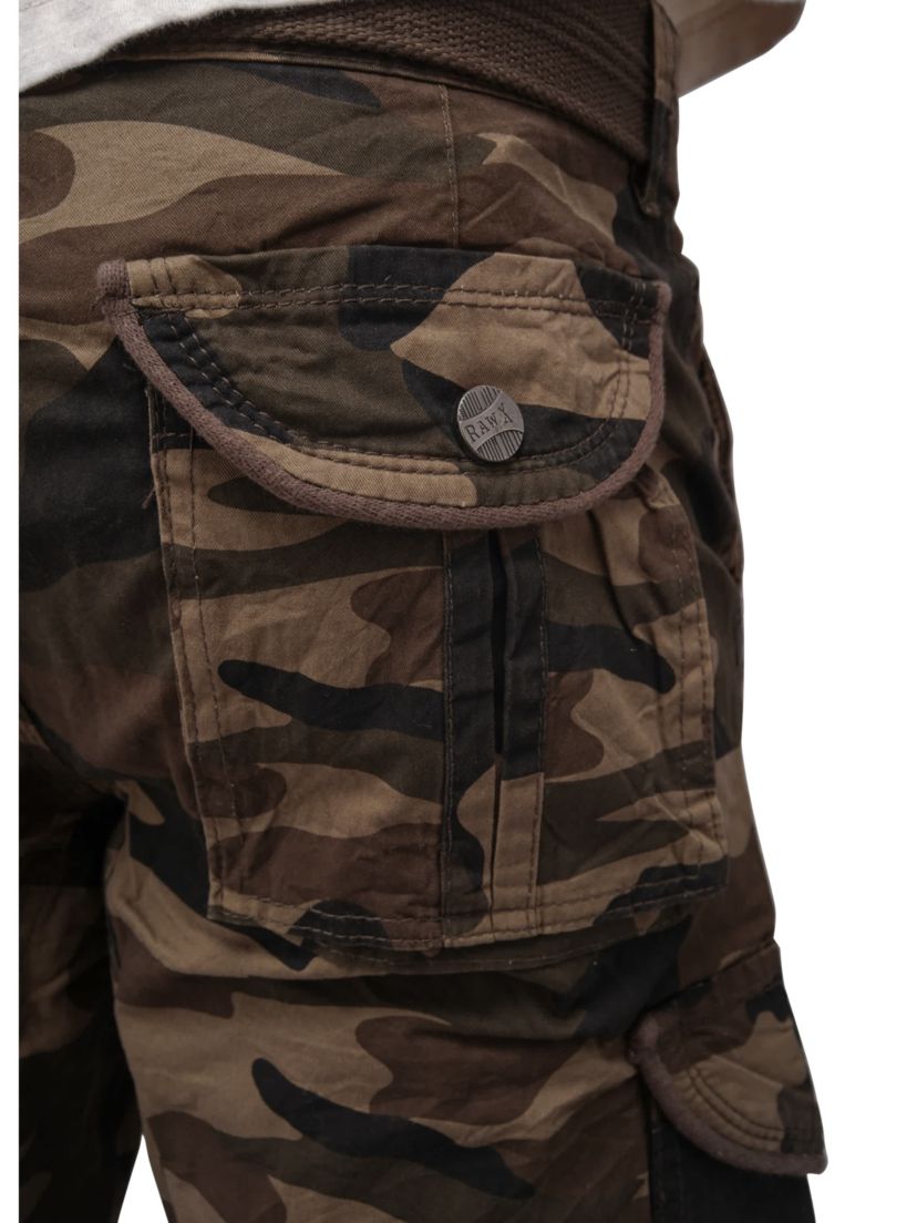 RAW X Mens Belted Relaxed Fit 12.5" Cargo Shorts