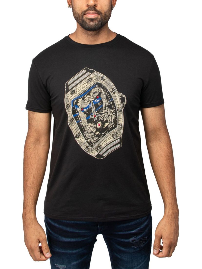 HEADS OR TAILS Mens Watch Rhinestone T-Shirt