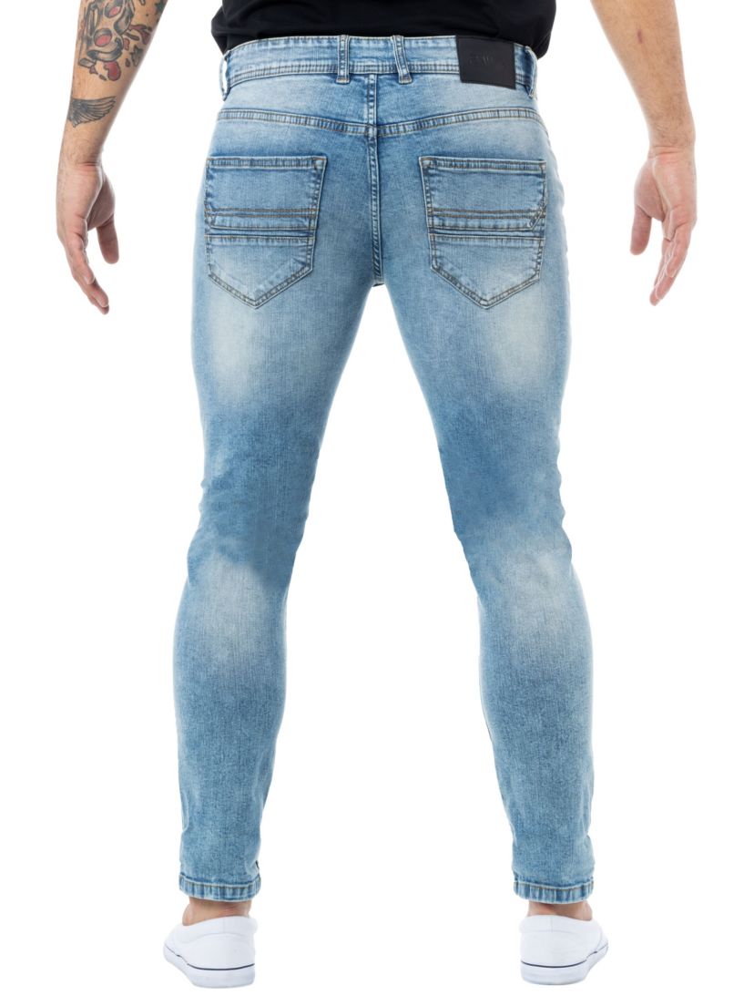 RAW X Mens Slim Tapered Leg Stretch Ripped Jeans