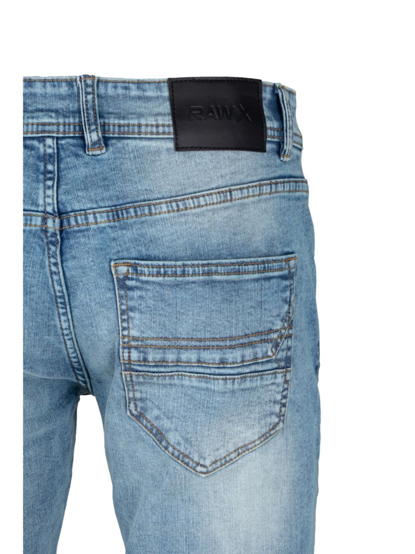 RAW X Mens Slim Tapered Leg Stretch Ripped Jeans