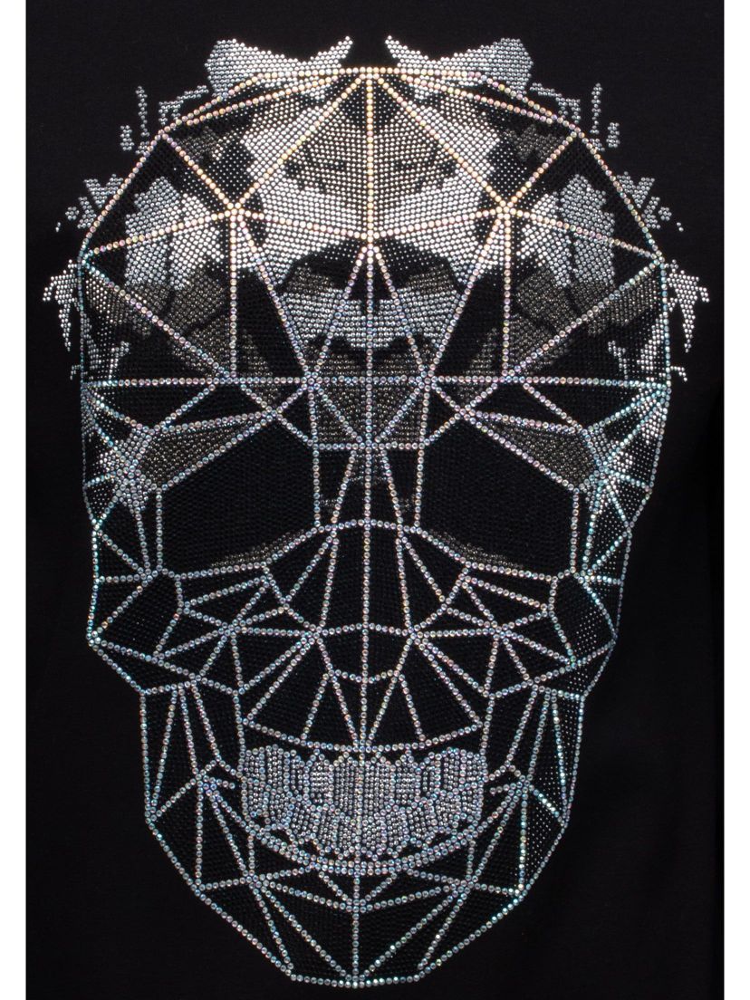HEADS OR TAILS Mens Geometric Skull Rhinestone Hoodie Sweatshirt