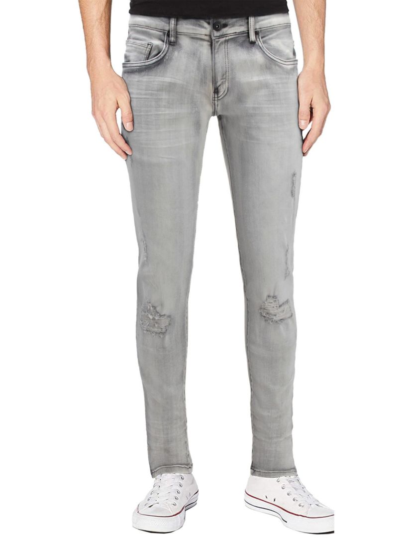RAW X Mens Slim Tapered Leg Stretch Rips Jeans