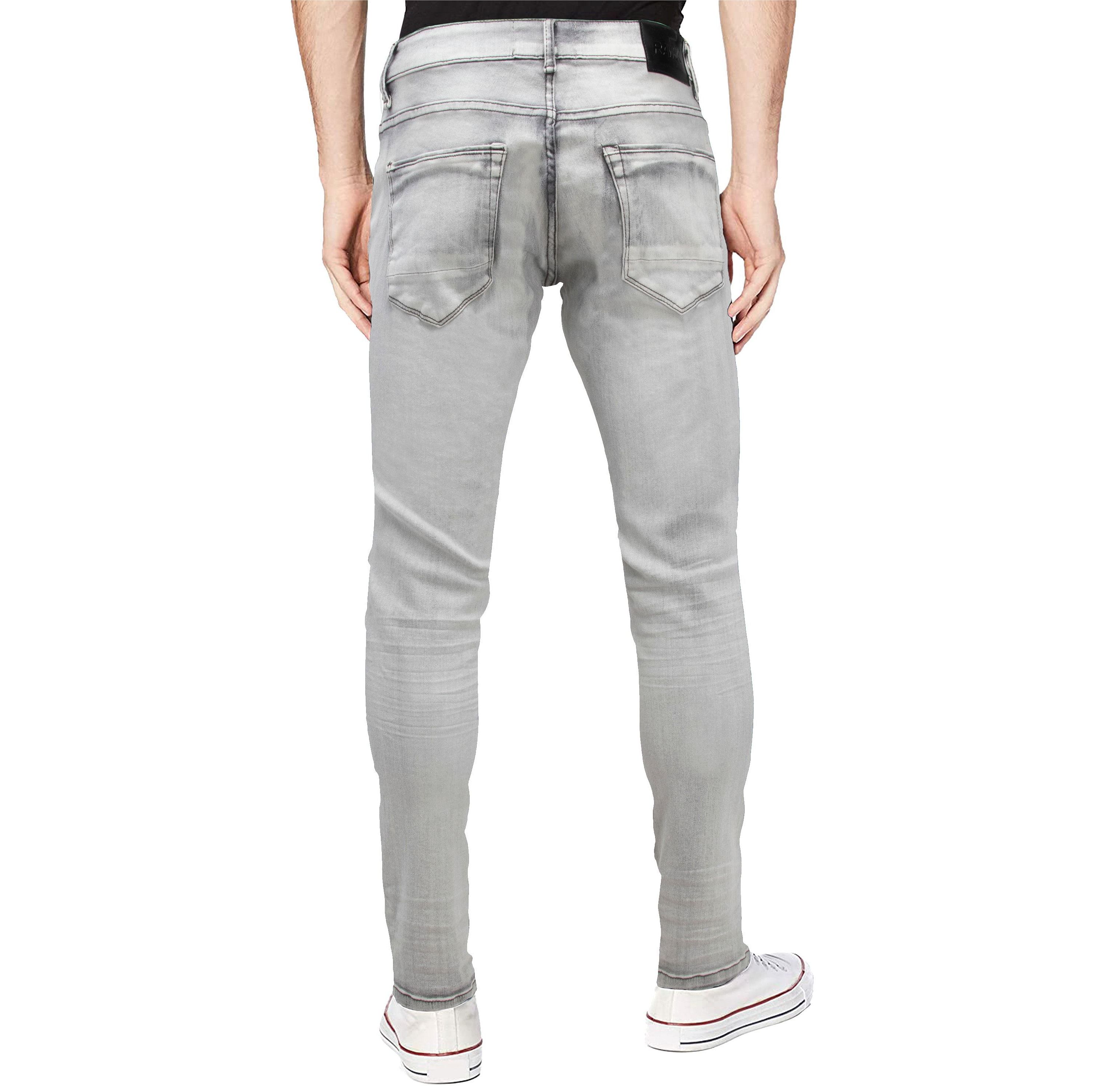 RAW X Mens Slim Tapered Leg Stretch Rips Jeans