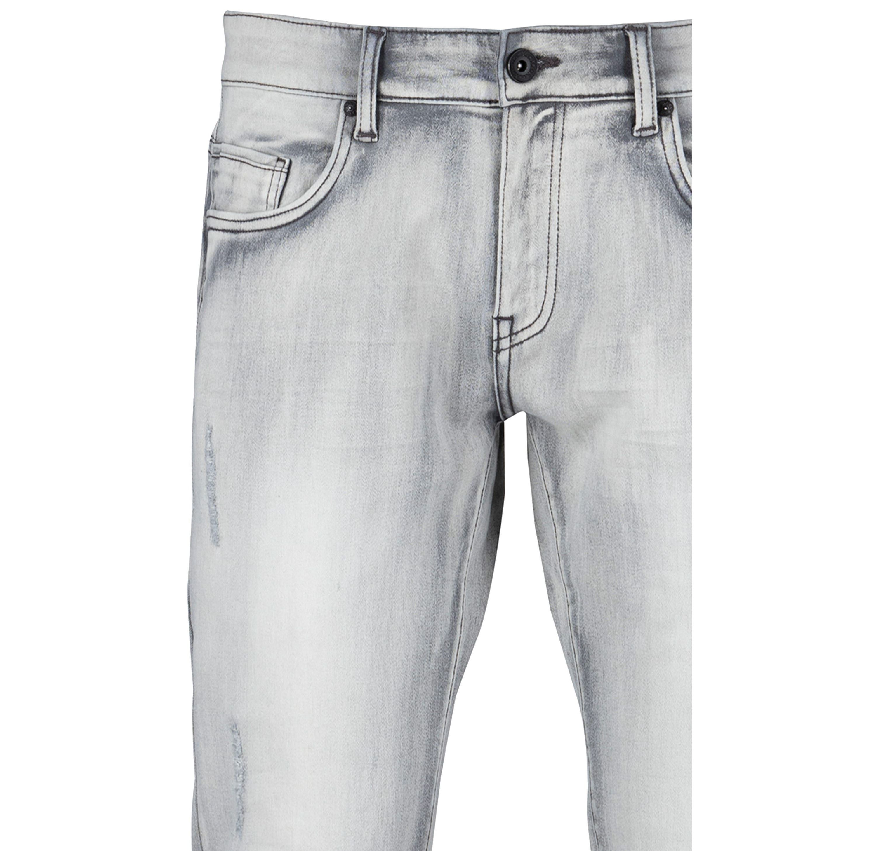RAW X Mens Slim Tapered Leg Stretch Rips Jeans