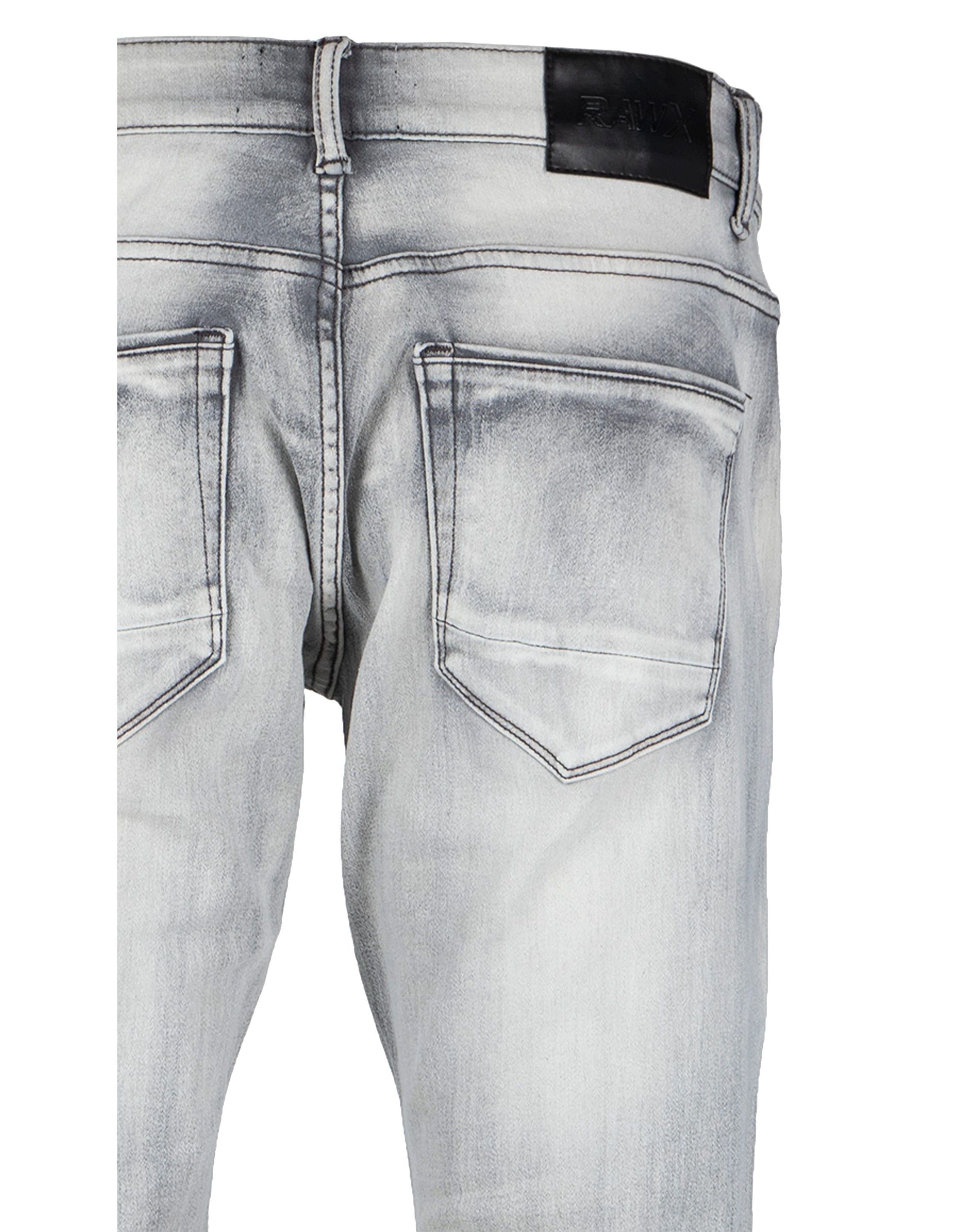 RAW X Mens Slim Tapered Leg Stretch Rips Jeans