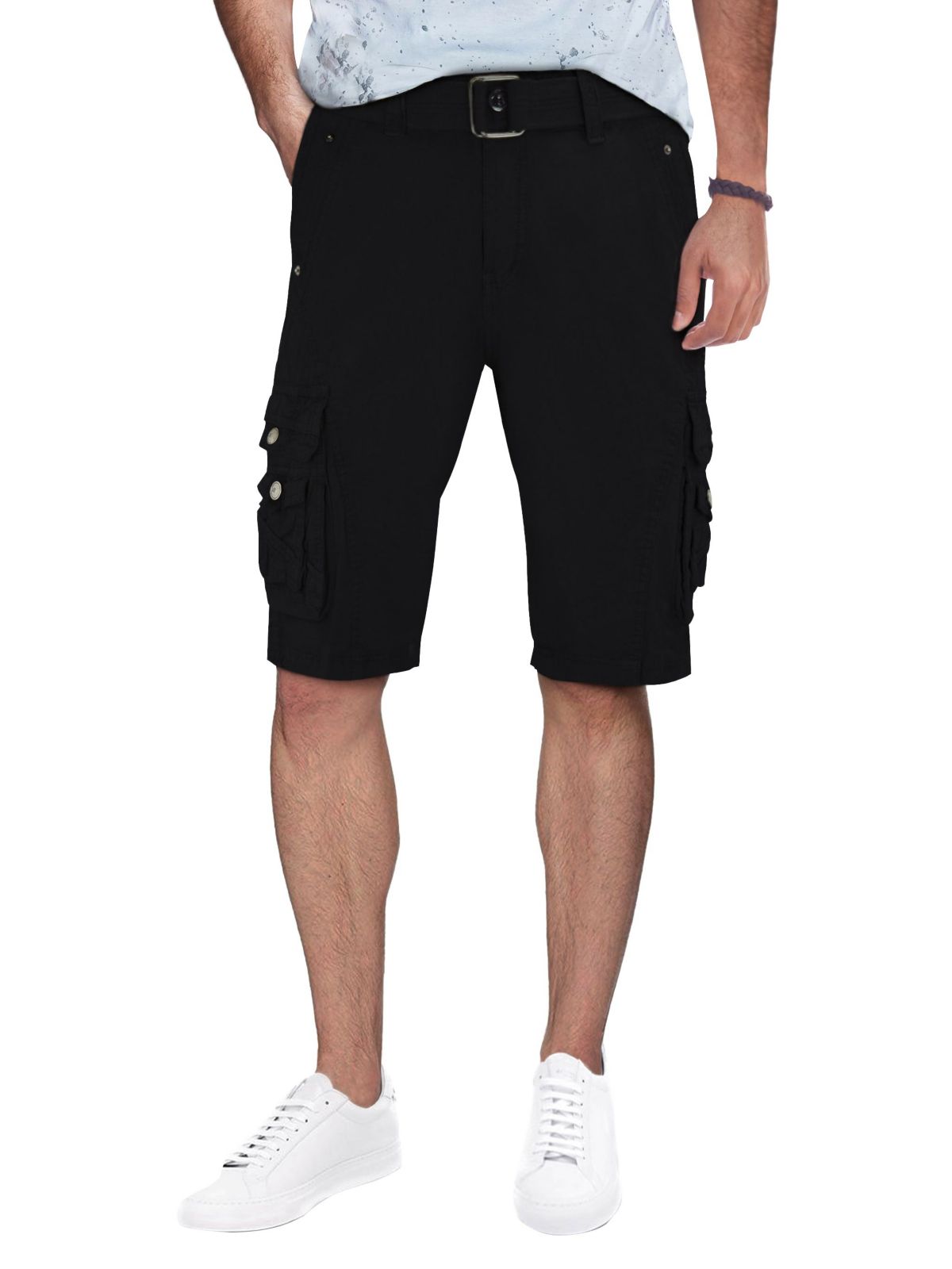 X RAY Mens Belted 12.5" Inseam Knee Length Cargo Shorts