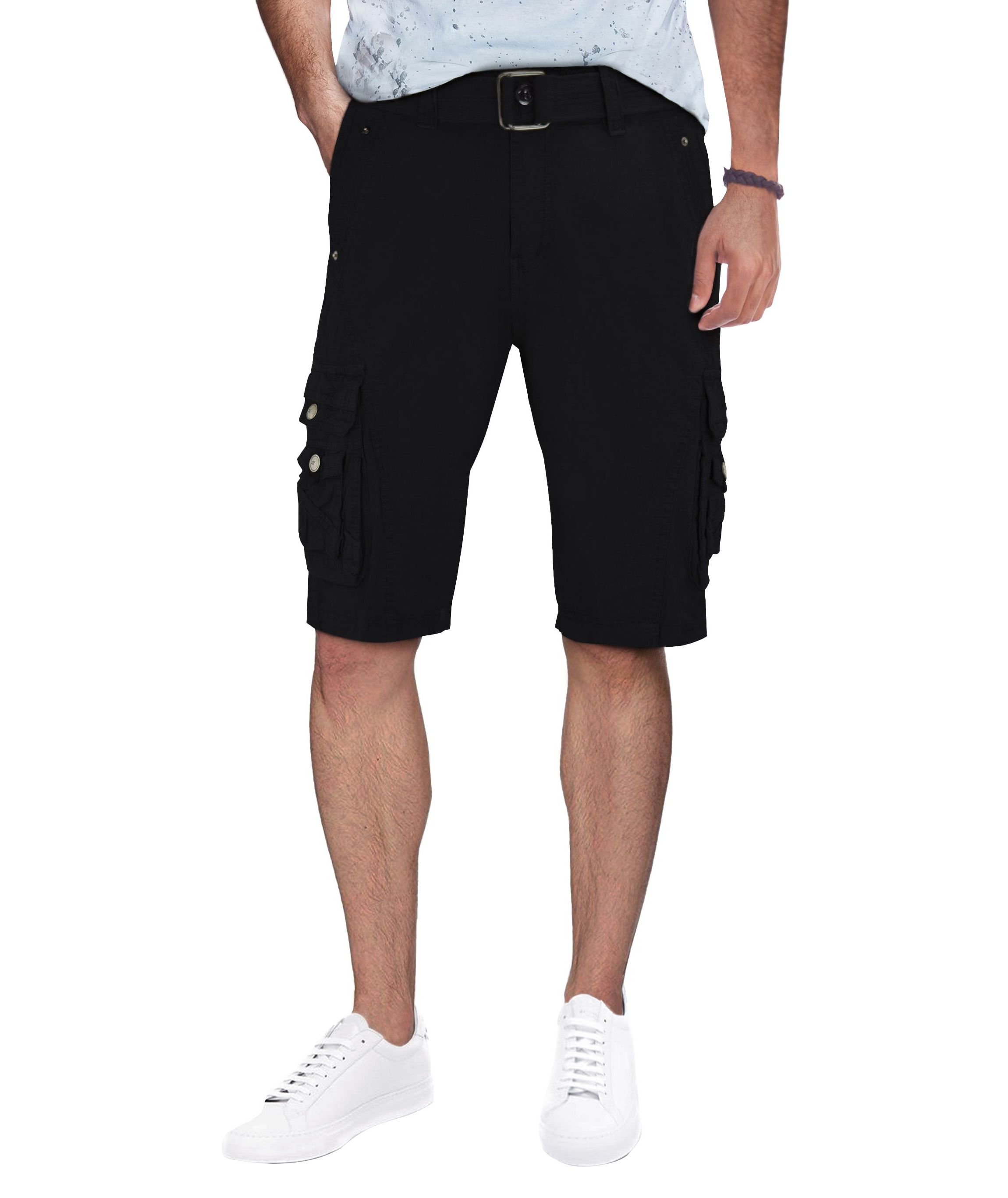 X RAY Mens Belted 12.5" Inseam Knee Length Cargo Shorts