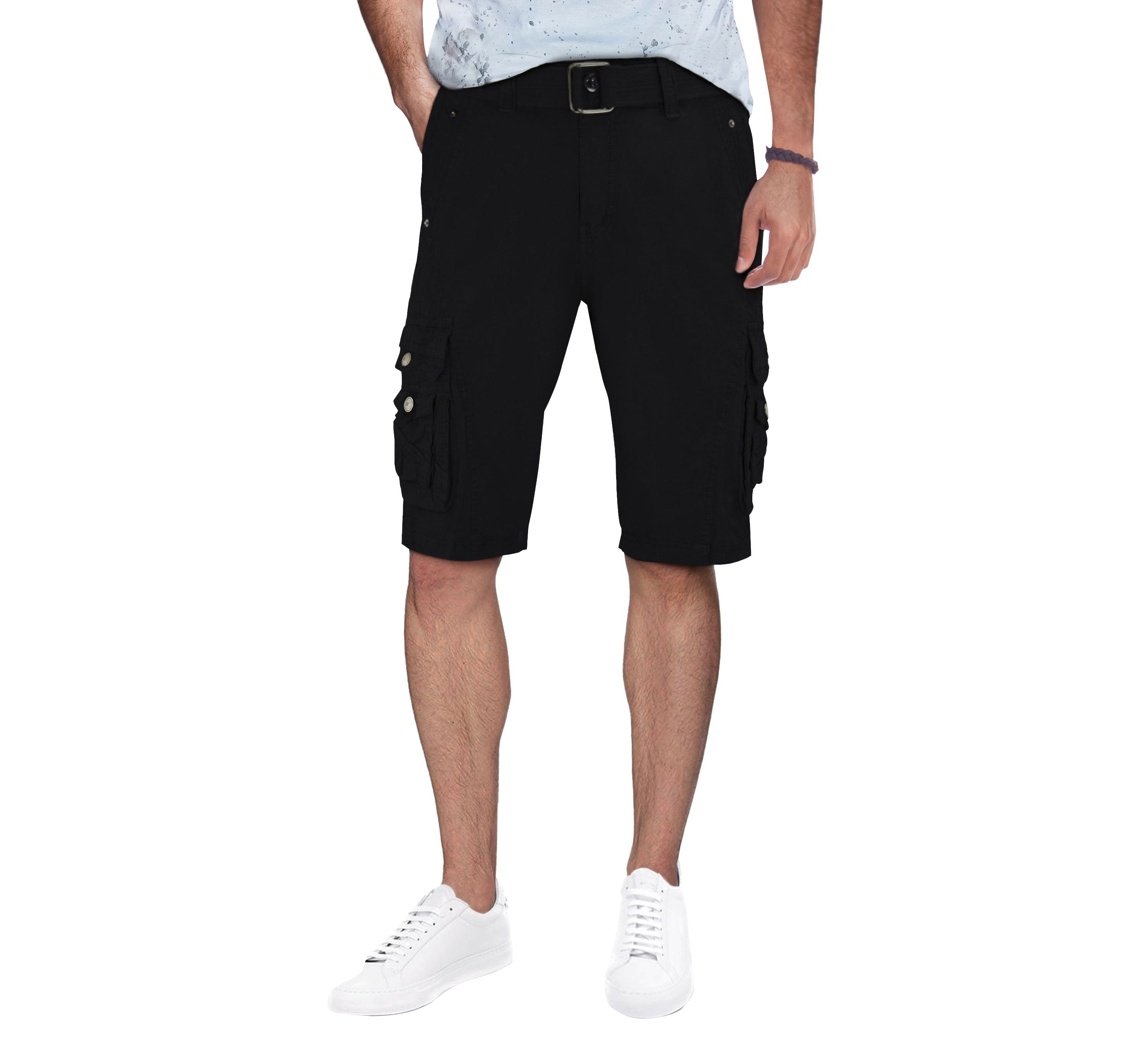 X RAY Mens Belted 12.5" Inseam Knee Length Cargo Shorts