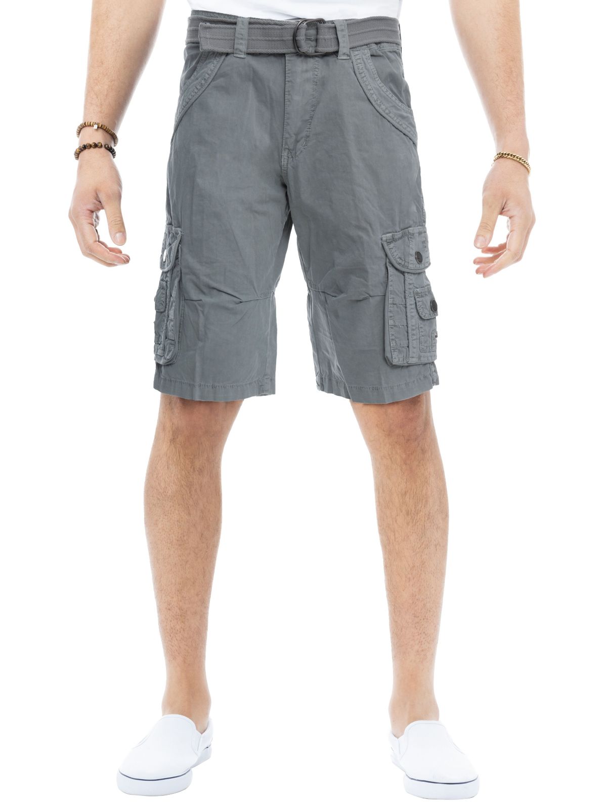 Mens Belted 12.5" Inseam Knee Length Cargo Shorts