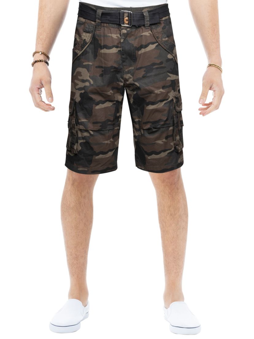 Mens Belted 12.5" Inseam Knee Length Cargo Shorts