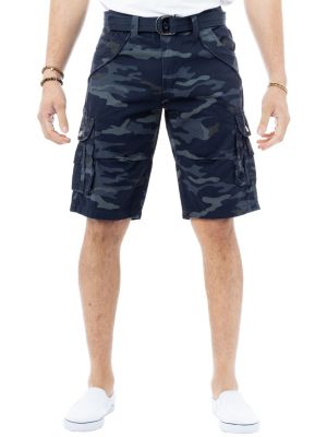 X RAY Mens Belted 12.5" Inseam Knee Length Cargo Shorts, Navy Blue, 54 Short