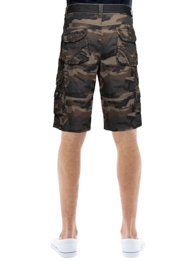 Mens Belted 12.5" Inseam Knee Length Cargo Shorts