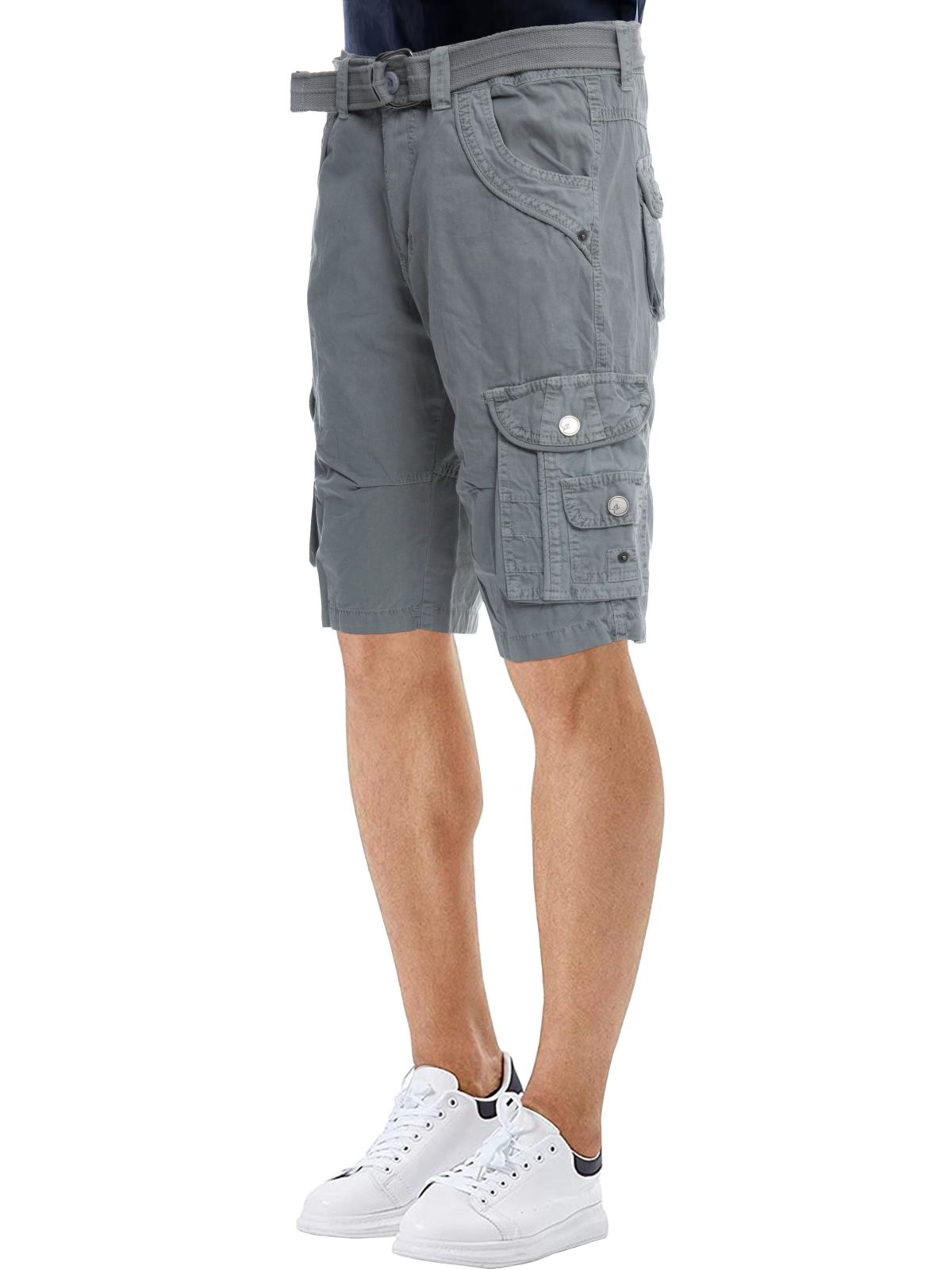 Mens Belted 12.5" Inseam Knee Length Cargo Shorts