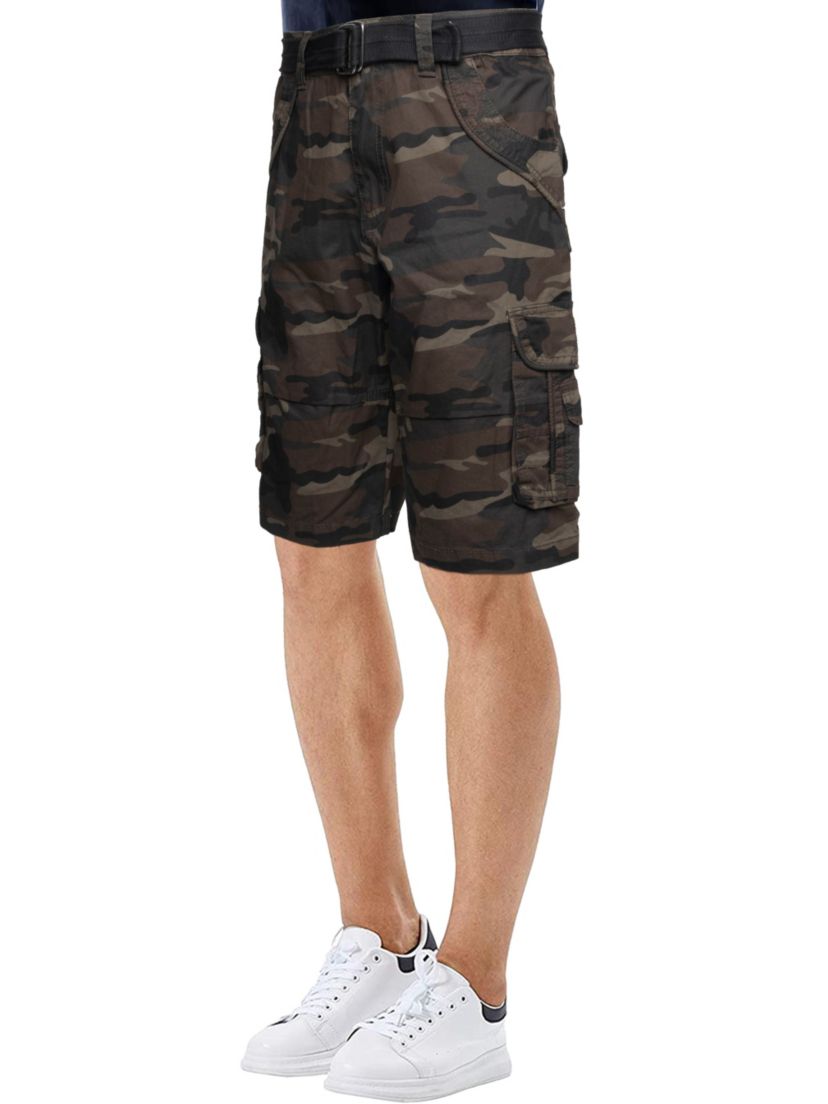 Mens Belted 12.5" Inseam Knee Length Cargo Shorts