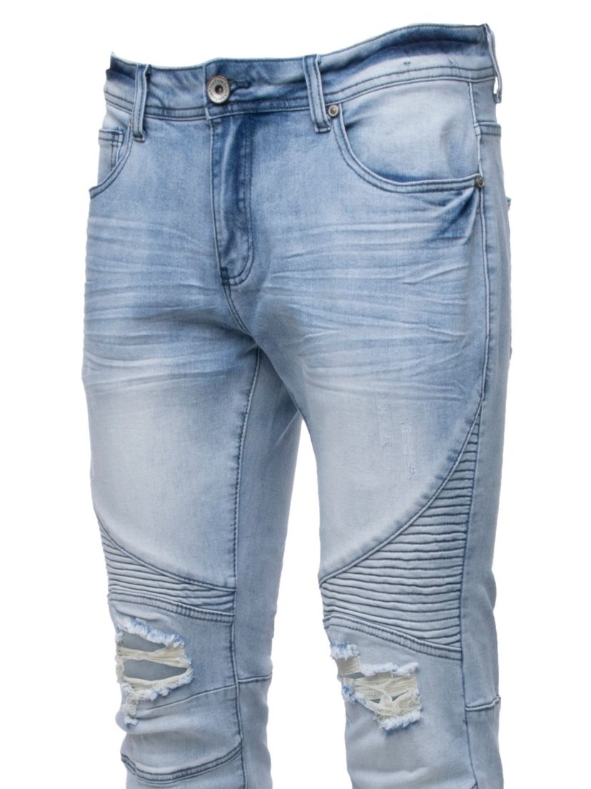 RAW X Mens Slim Tapered Leg Stretch Ripped Moto Jeans