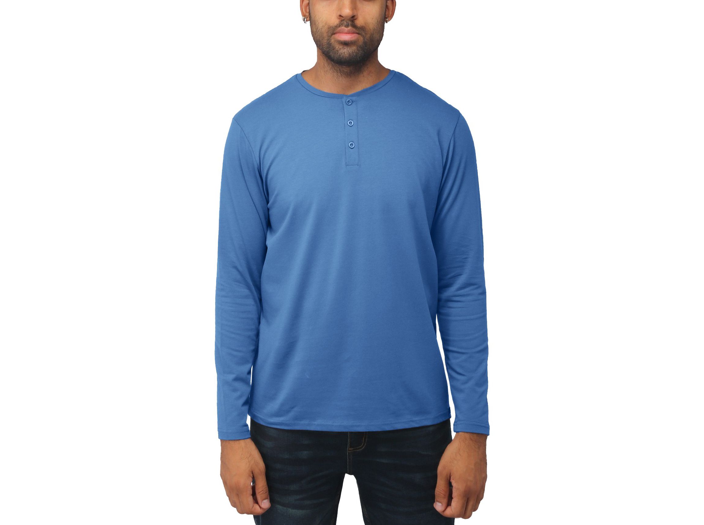 X RAY Mens Long Sleeve Henley T-Shirt