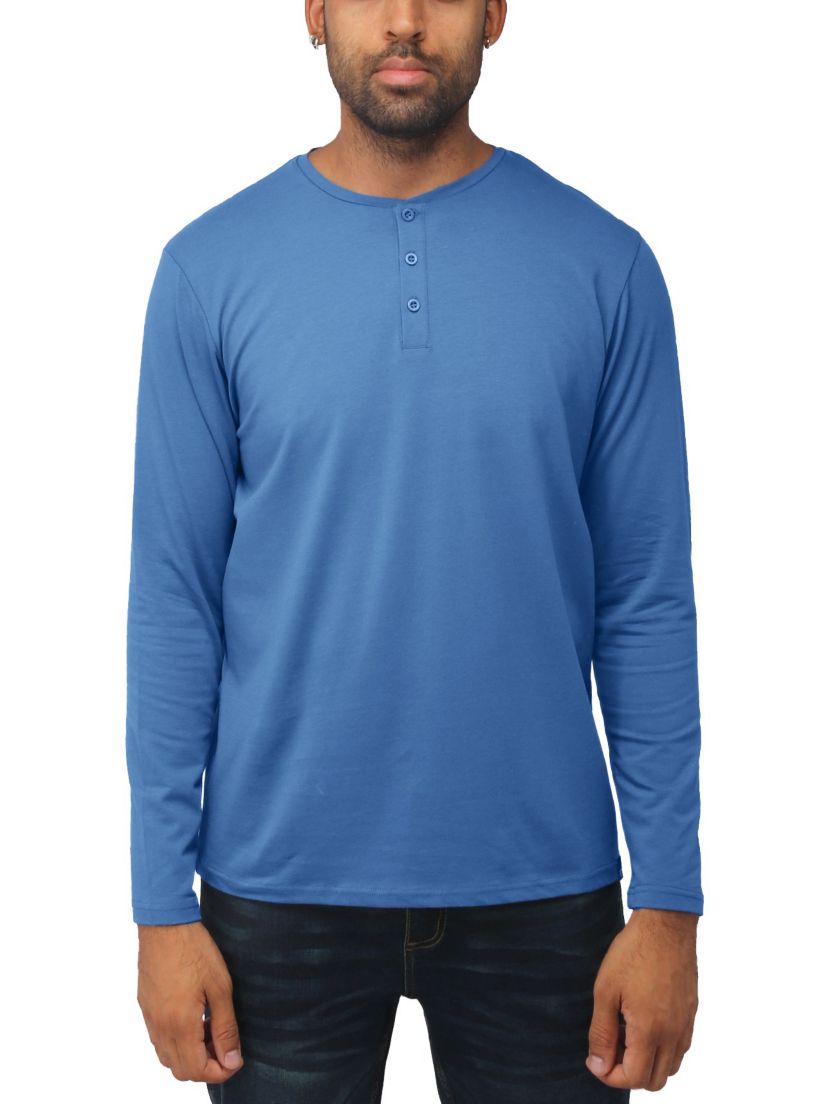 X RAY Mens Long Sleeve Henley T-Shirt