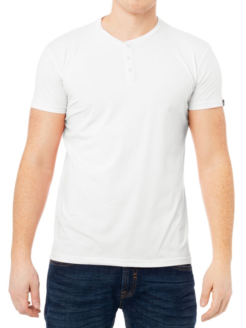 X RAY Mens Basic Henley Neck Short Sleeve T-Shirt