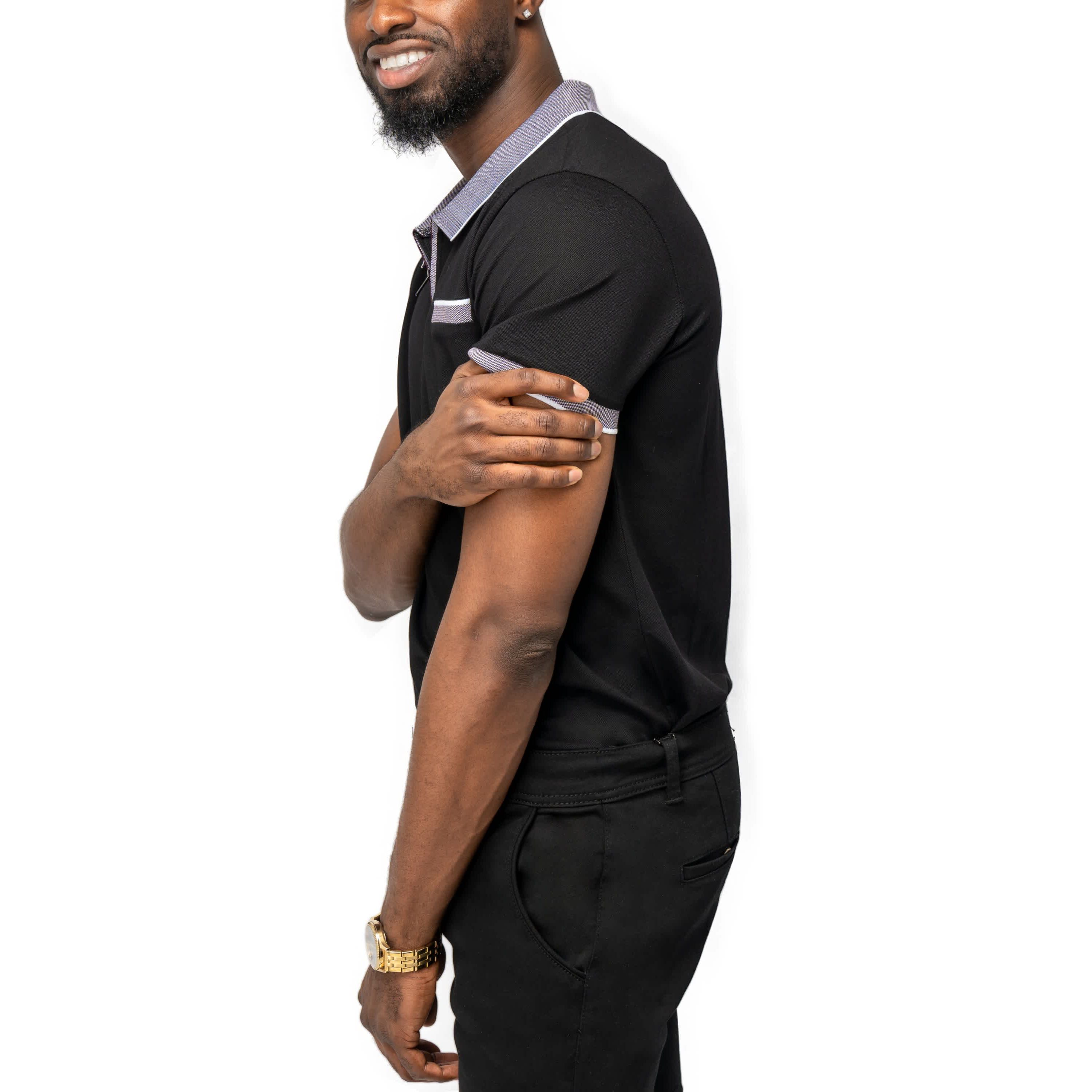X RAY Mens Short Sleeve Zip-Neck Polo