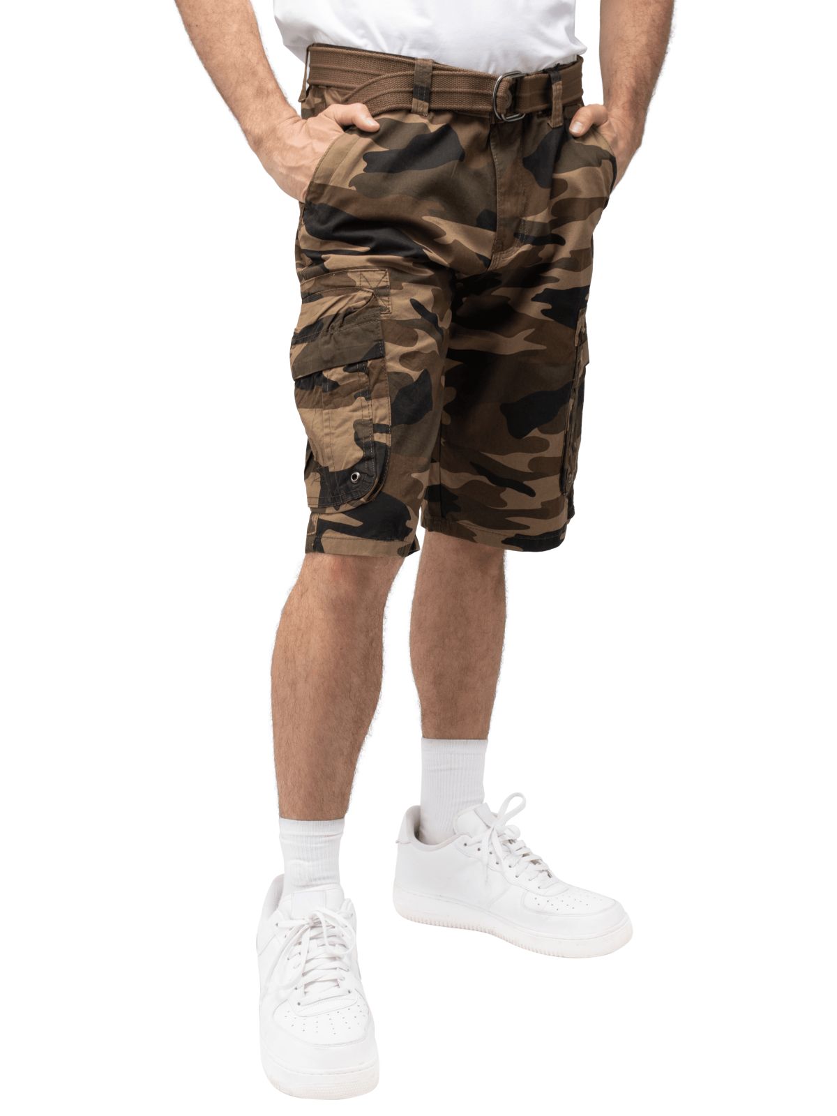 RAW X Mens Belted Classic Fit 12.5" Cargo Shorts