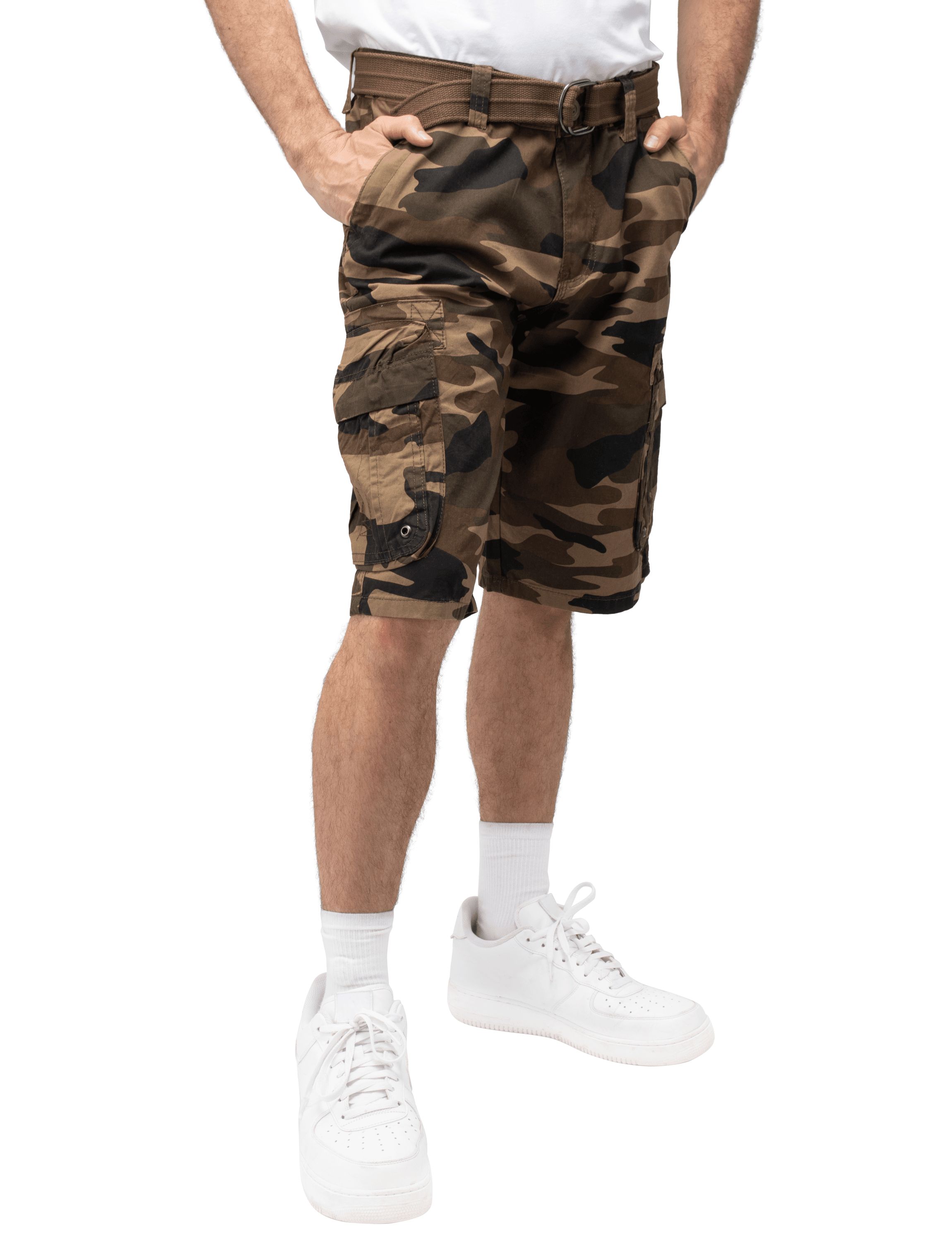 RAW X Mens Belted Classic Fit 12.5" Cargo Shorts