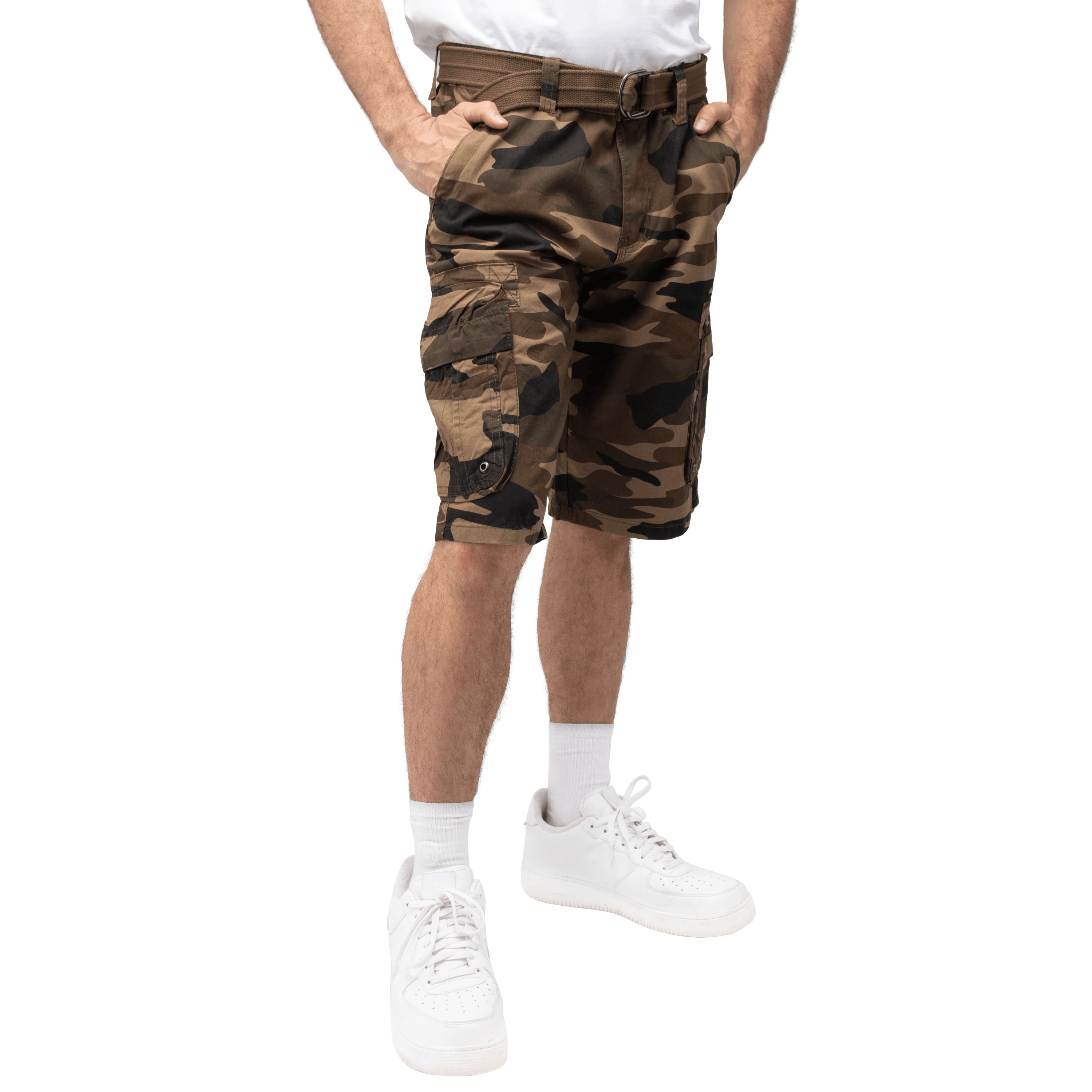 RAW X Mens Belted Classic Fit 12.5" Cargo Shorts