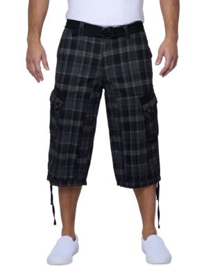 X RAY Men's Belted 18" Inseam Below Knee Cargo Long Shorts, Grey, 33 Short