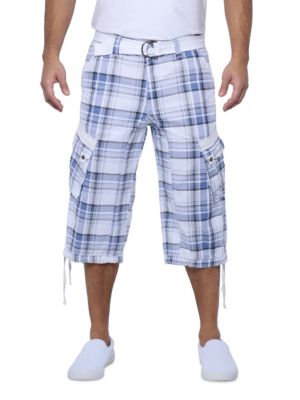 X RAY Men's Belted 18" Inseam Below Knee Cargo Long Shorts, 33 Short