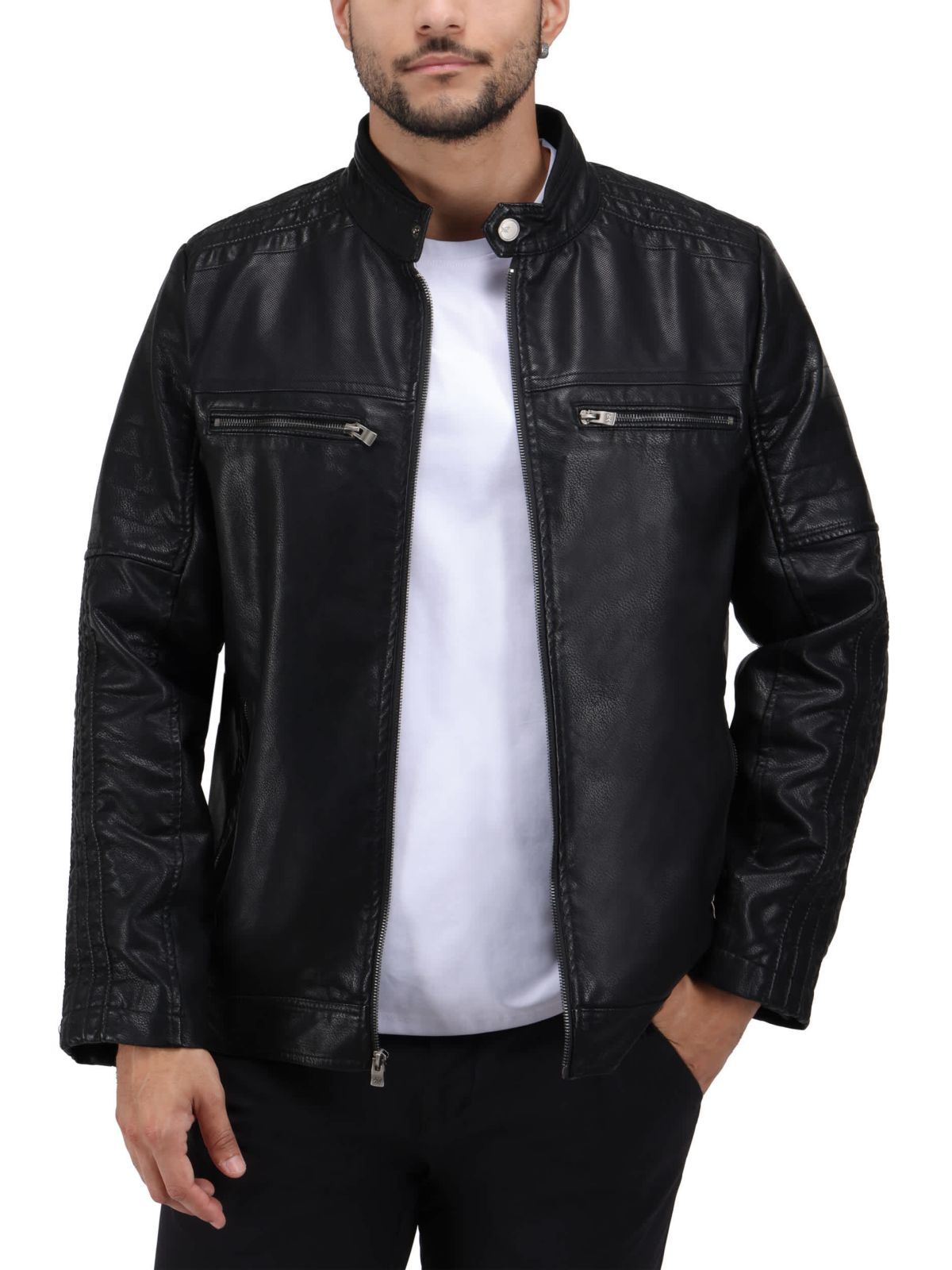 Grainy PU Leather Moto Jacket