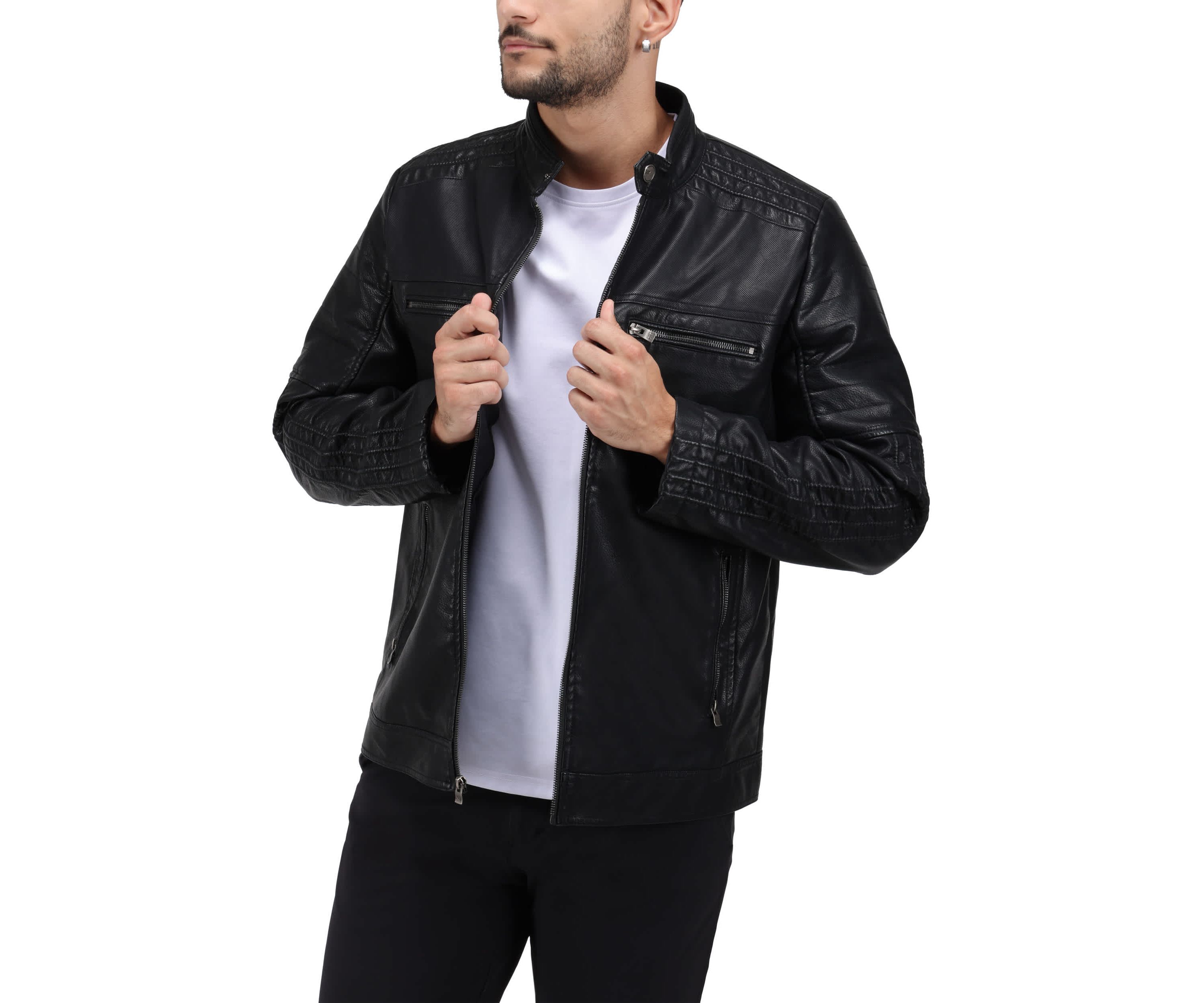 Grainy PU Leather Moto Jacket