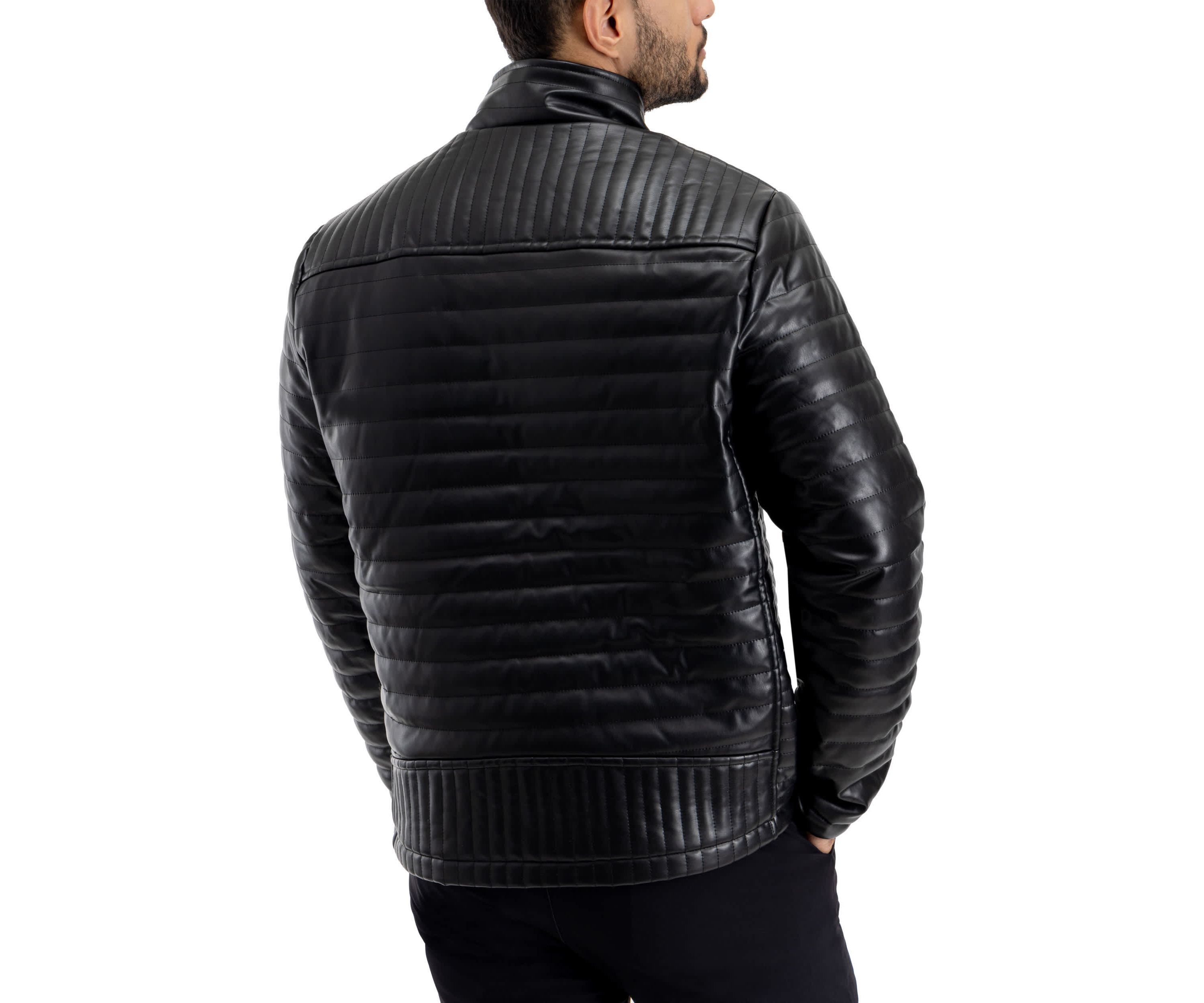 PU Quilted Jacket With Faux Shearling Lining