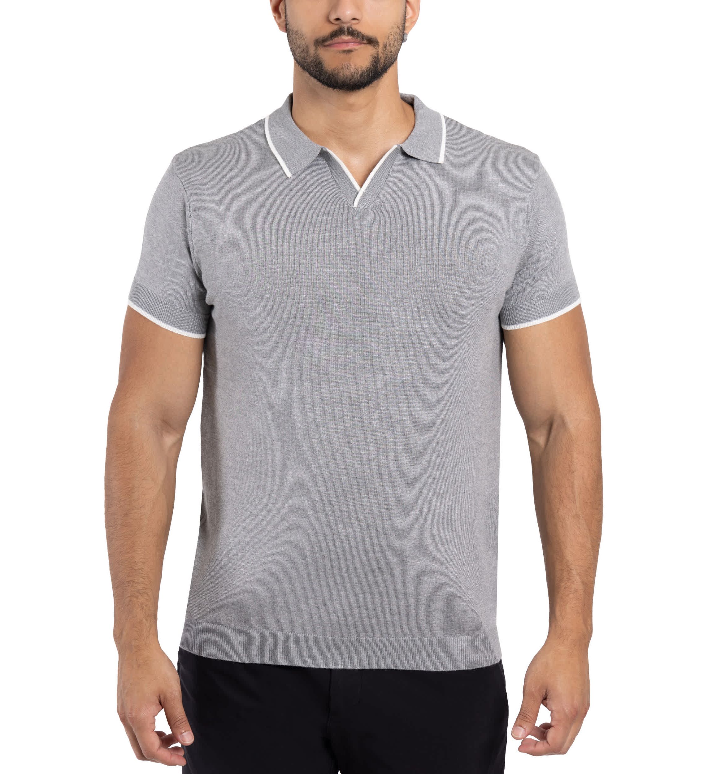 Mens Collar V-Neck Polo Sweater
