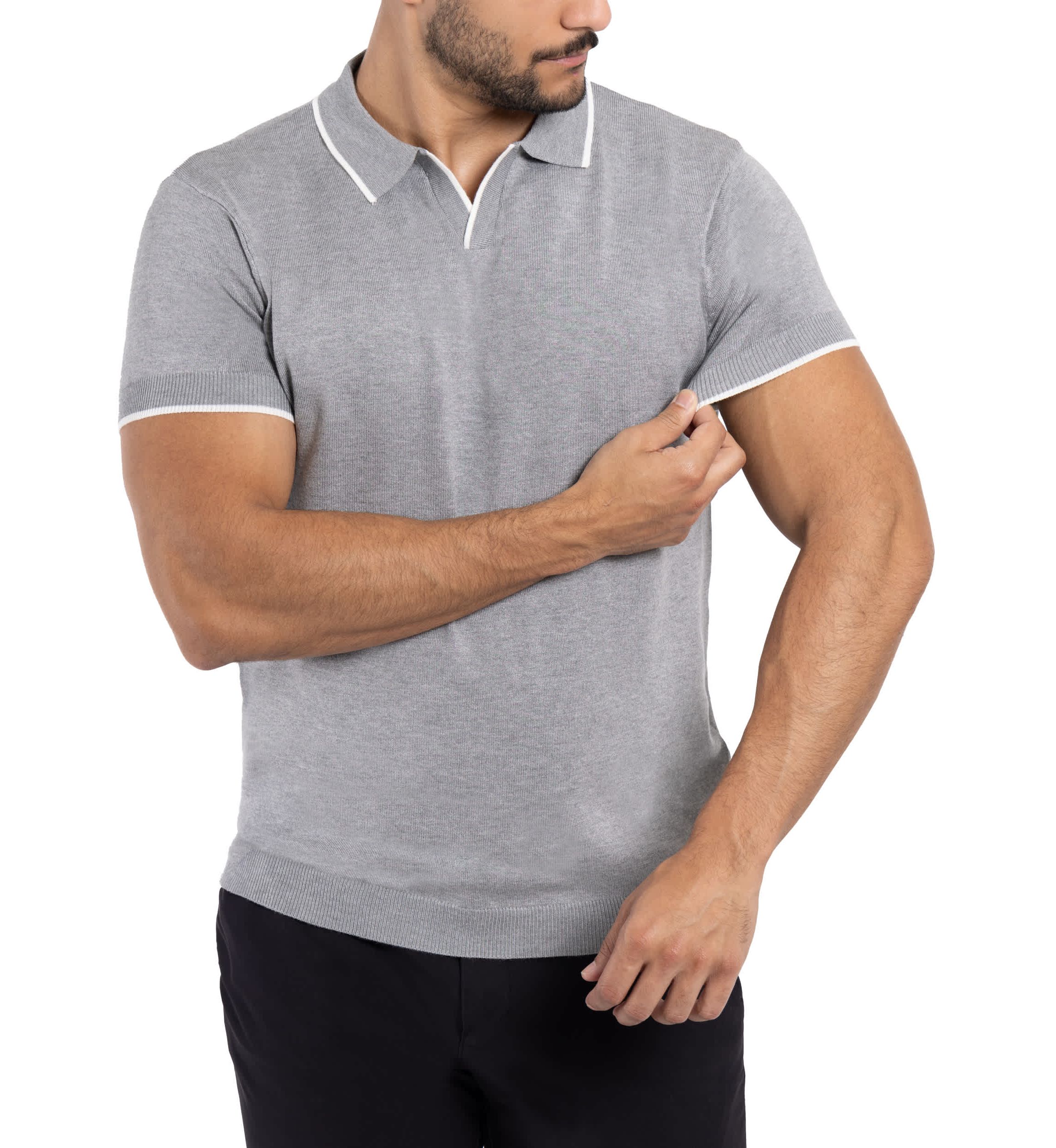 Mens Collar V-Neck Polo Sweater