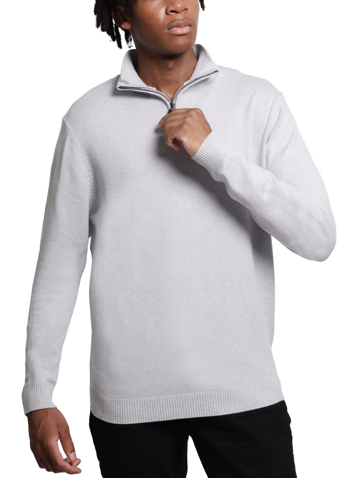Mens Quarter Zip Mock Neck Sweater