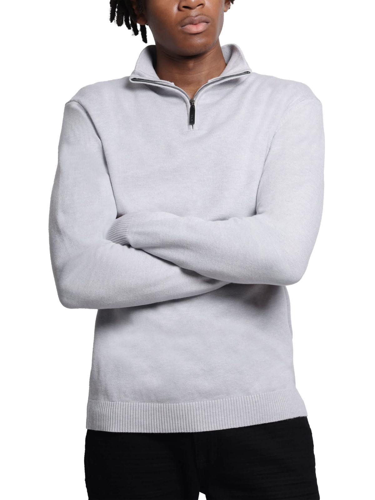 Mens Quarter Zip Mock Neck Sweater