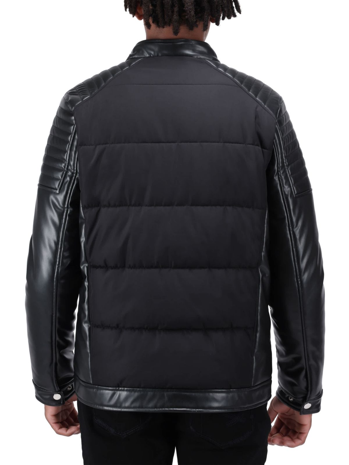 Moto Jacket With PU sleeves And Faux Shearling Lining