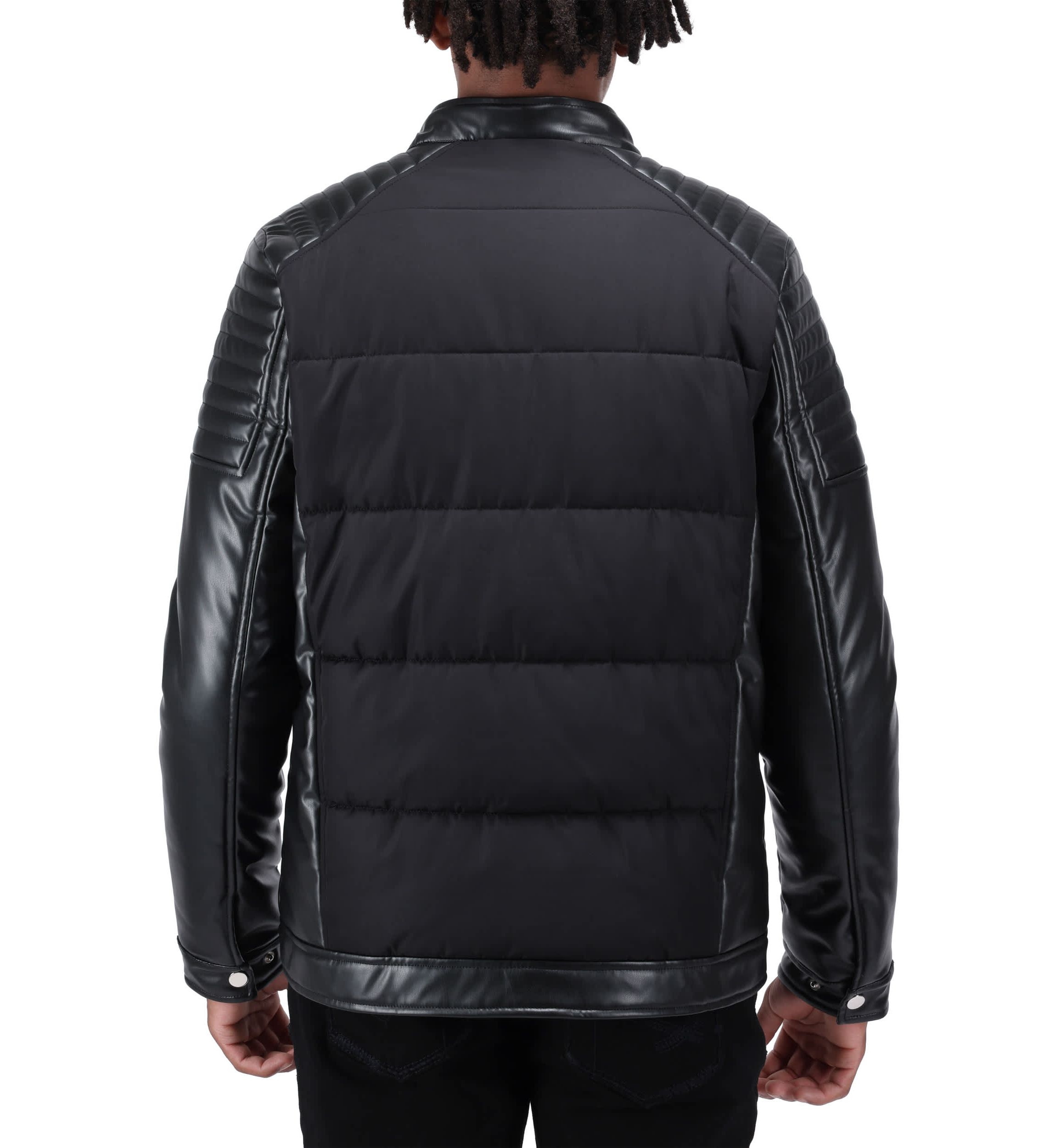 Moto Jacket With PU sleeves And Faux Shearling Lining