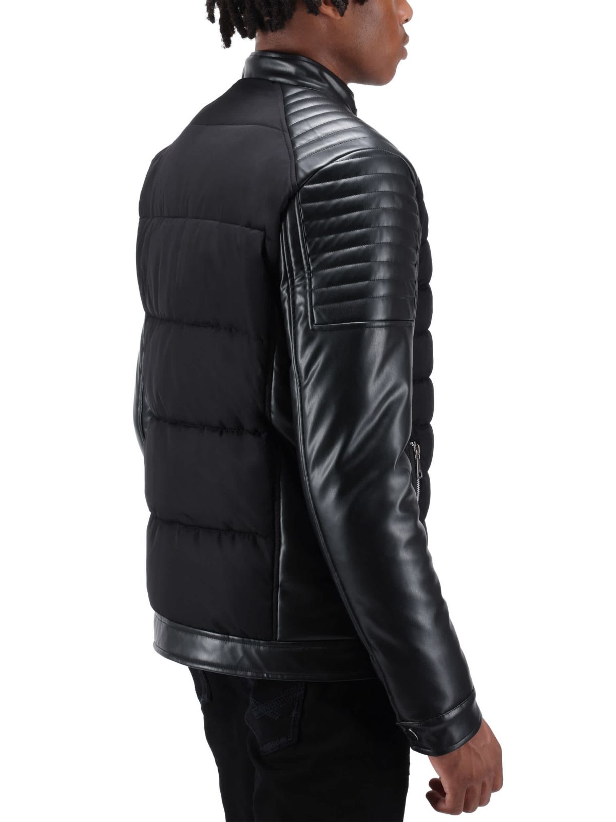 Moto Jacket With PU sleeves And Faux Shearling Lining