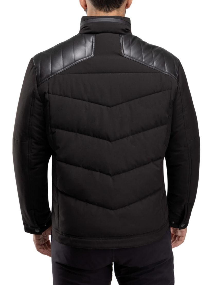 Puffer Jacket With PU Shoulder