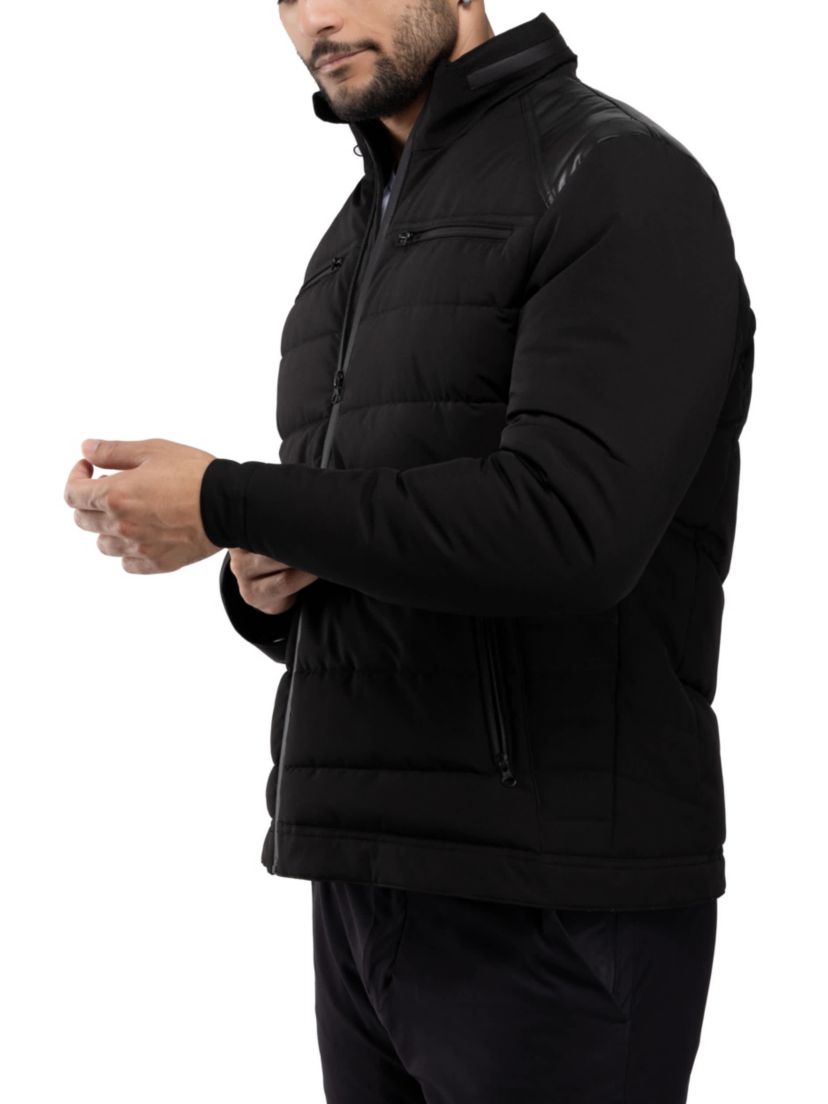 Puffer Jacket With PU Shoulder