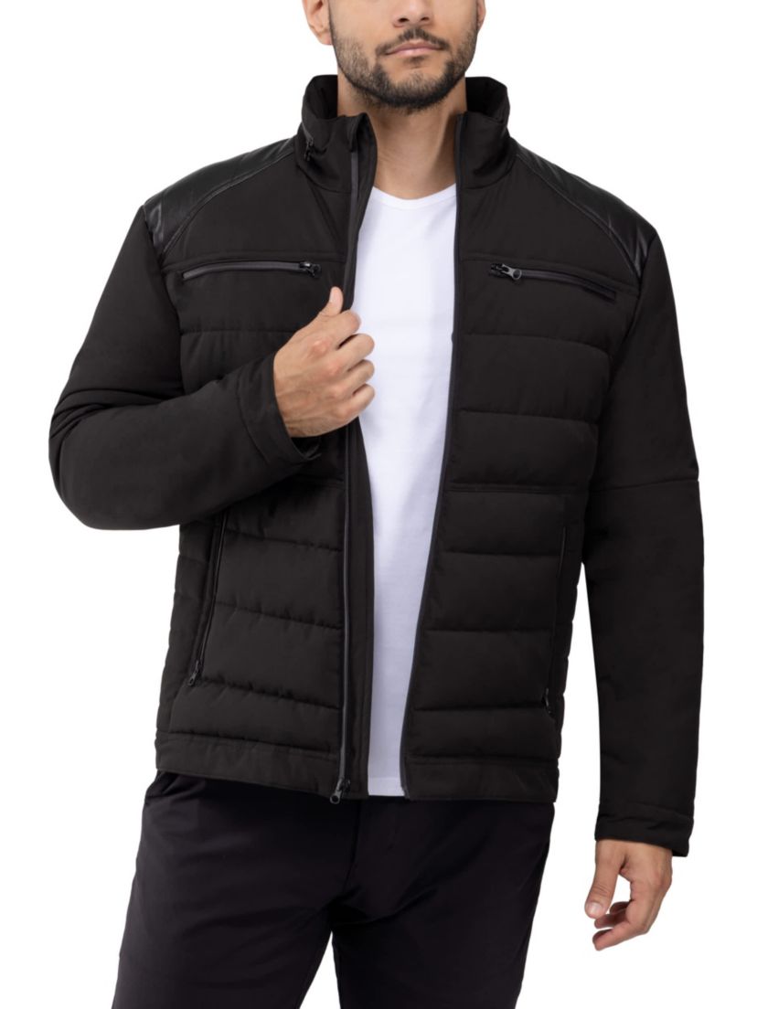 Puffer Jacket With PU Shoulder