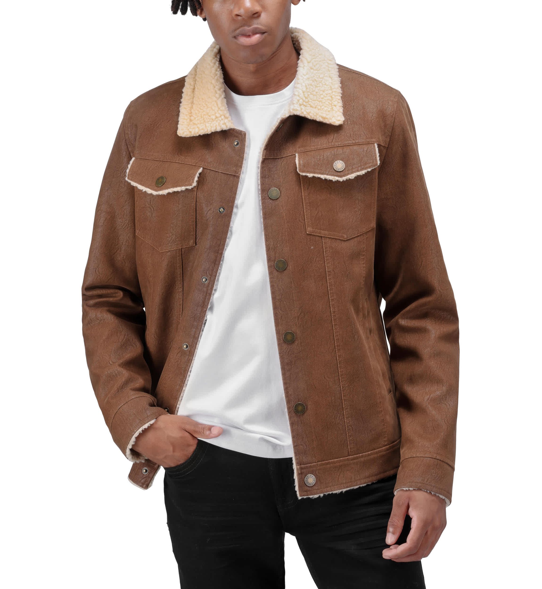 Mens Jacket With Faux Shearling Lining