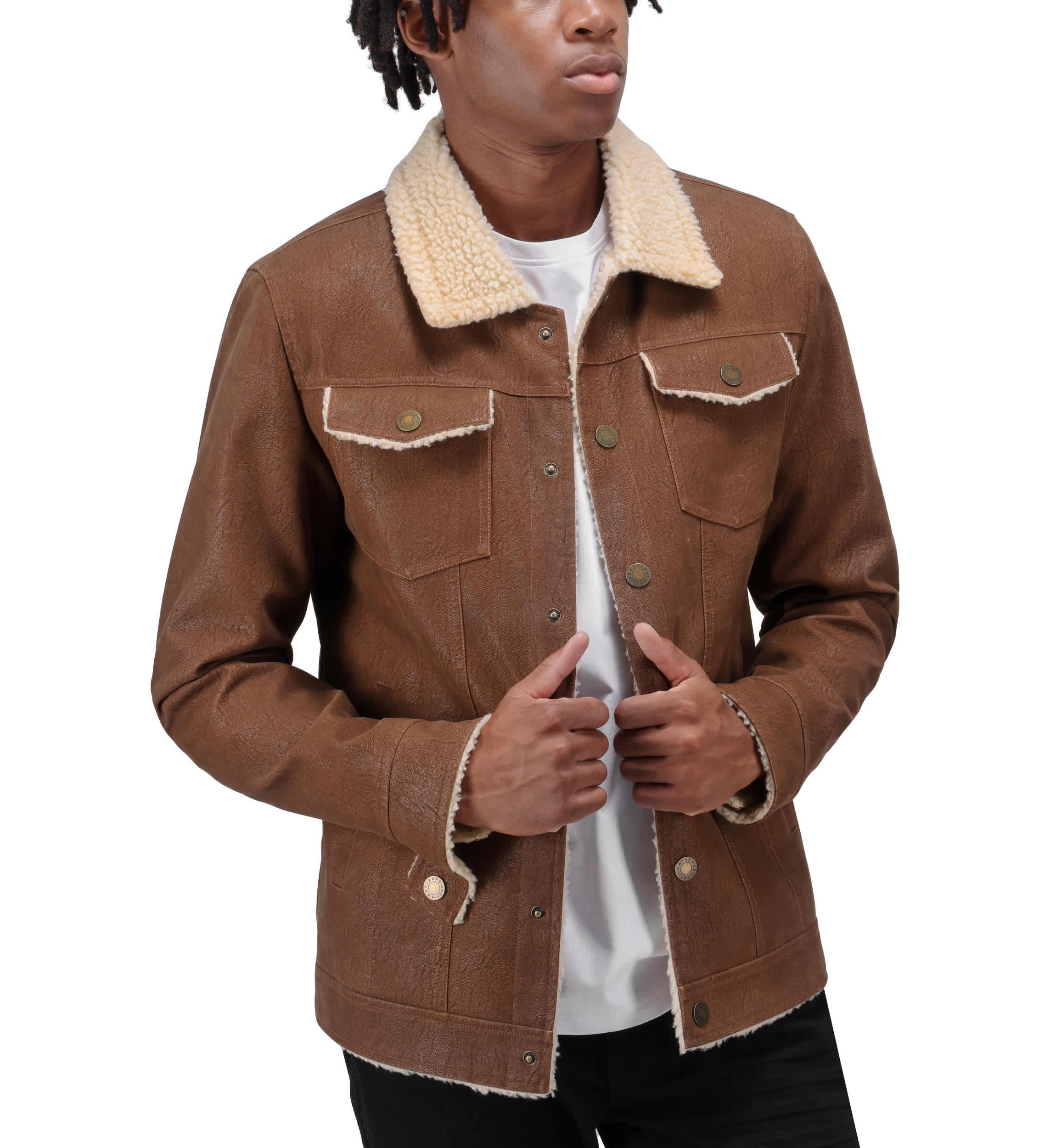 Mens Jacket With Faux Shearling Lining