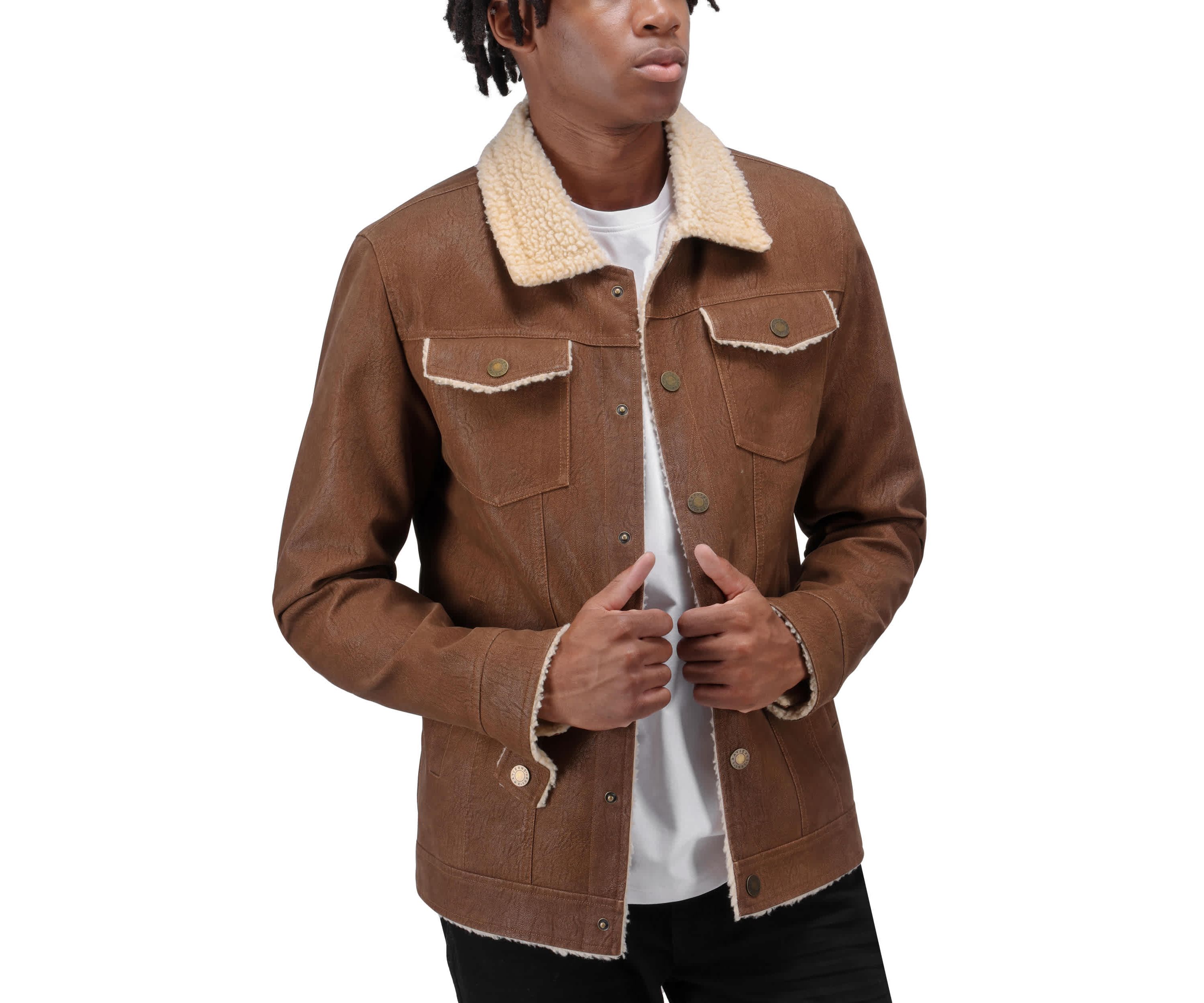 Mens Jacket With Faux Shearling Lining
