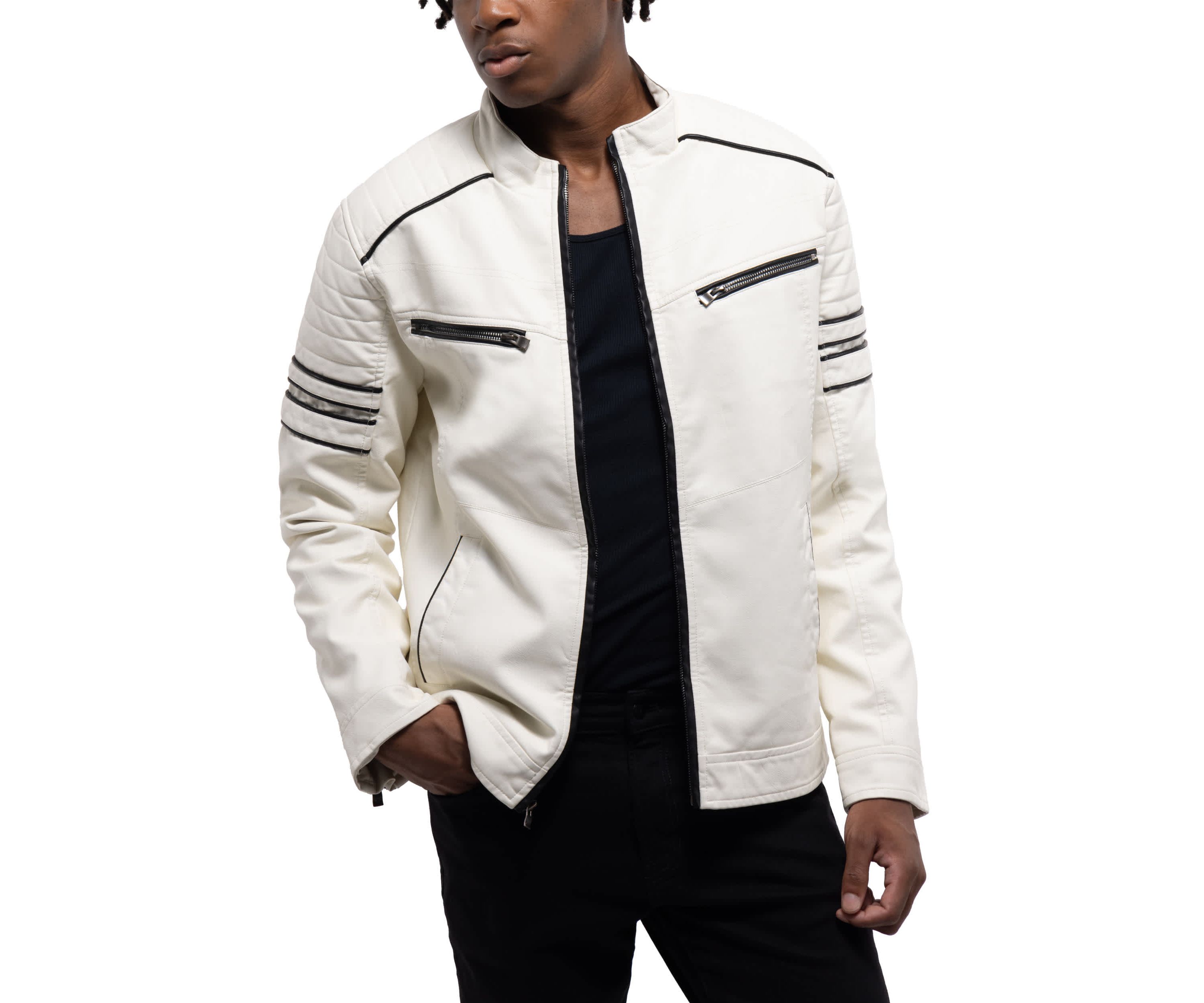 Mens PU Jacket With Faux Shearling Lining