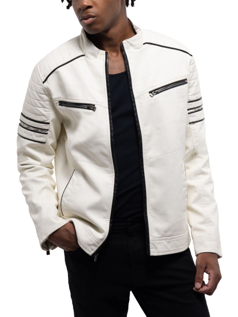 Mens PU Jacket With Faux Shearling Lining