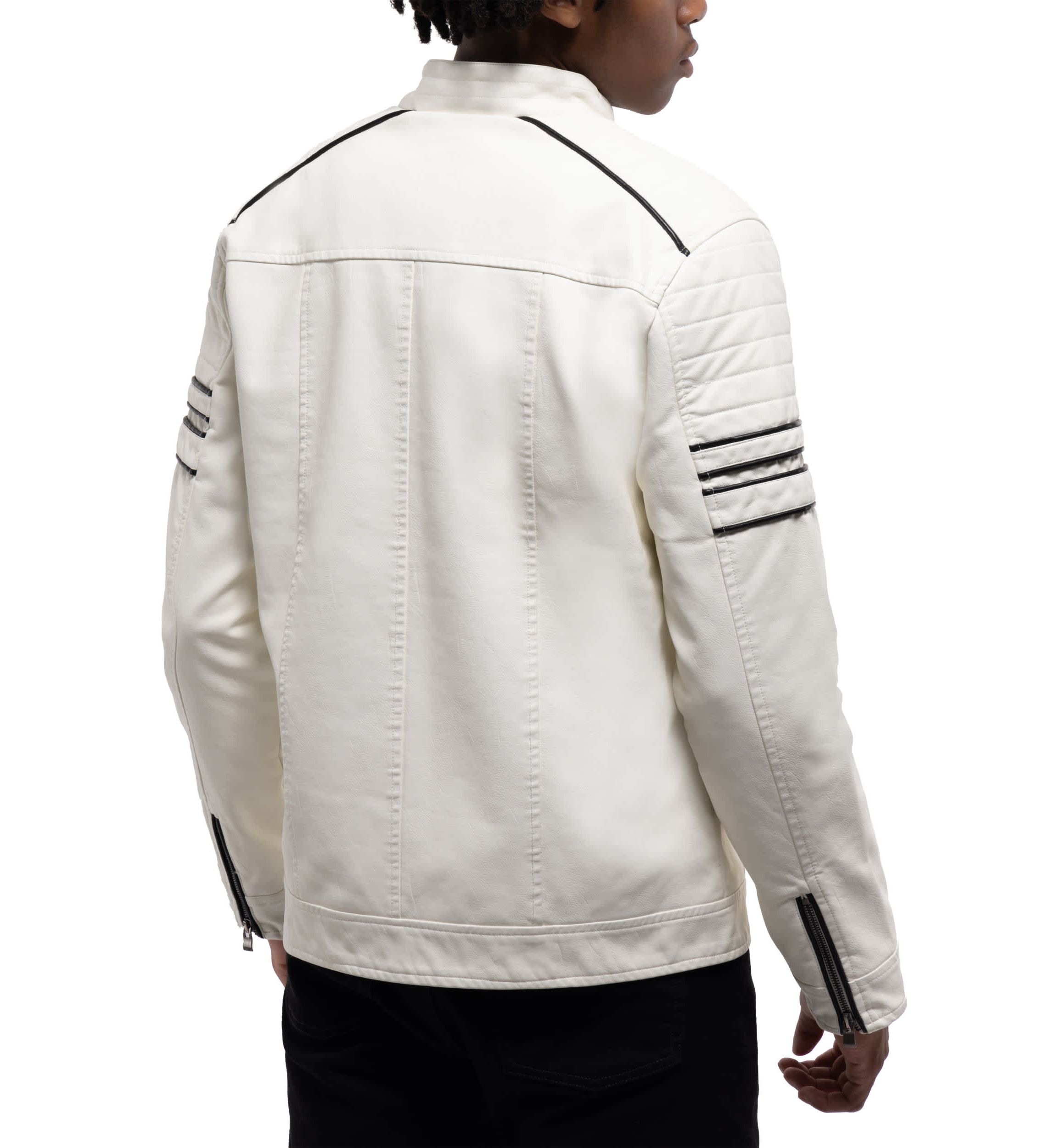 Mens PU Jacket With Faux Shearling Lining