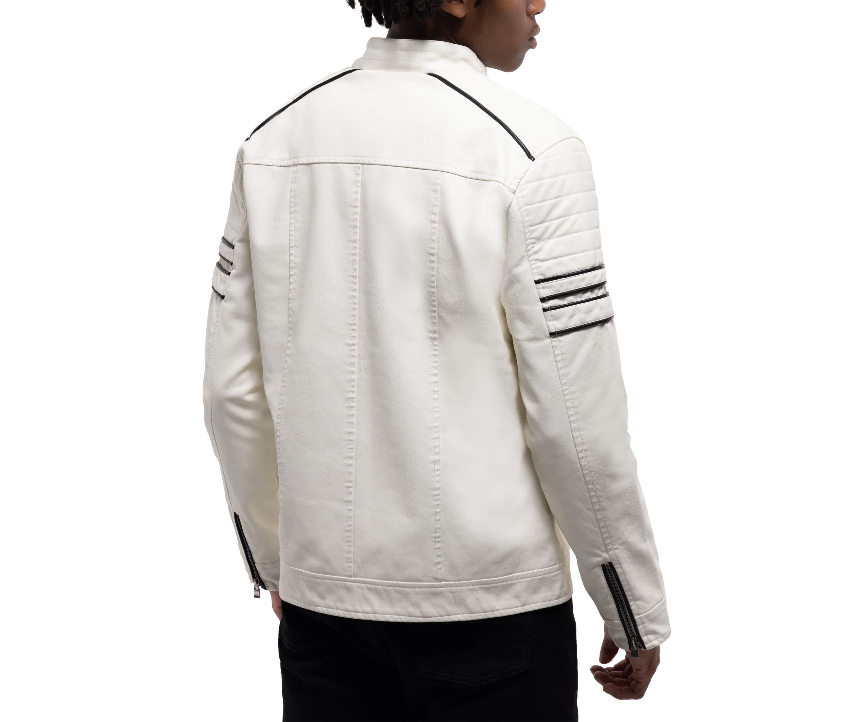 Mens PU Jacket With Faux Shearling Lining