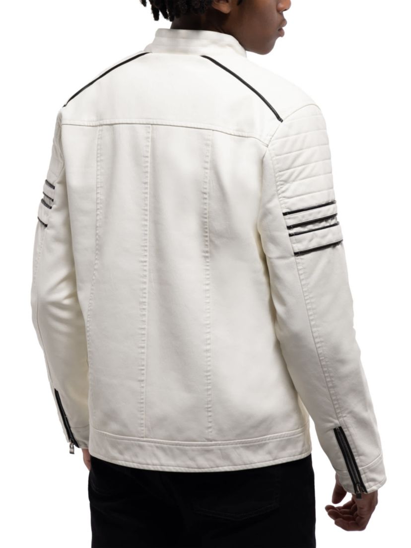 Mens PU Jacket With Faux Shearling Lining